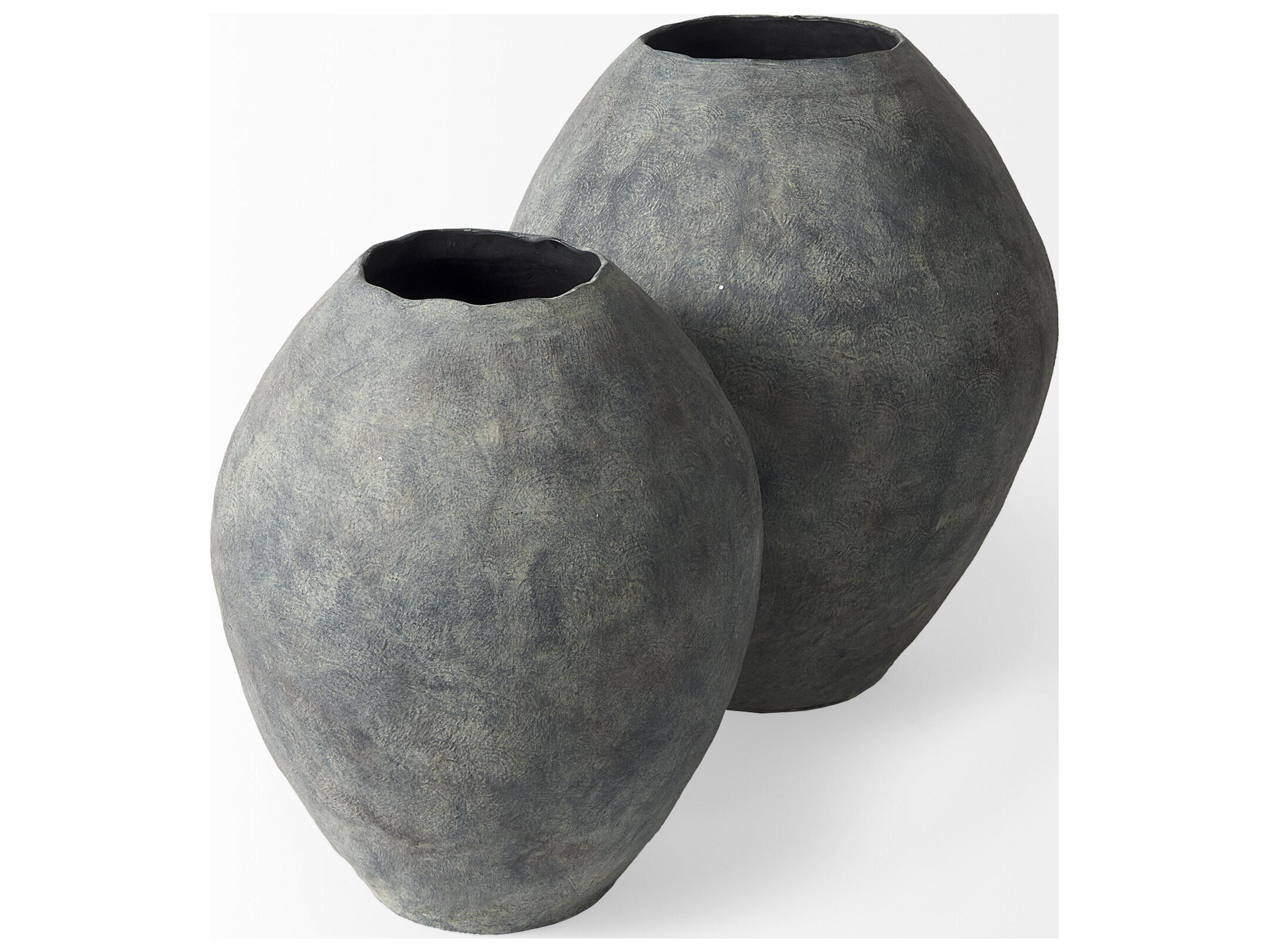 Mercana Gobi 20L x 23H Small Gray Ceramic Oval Vase