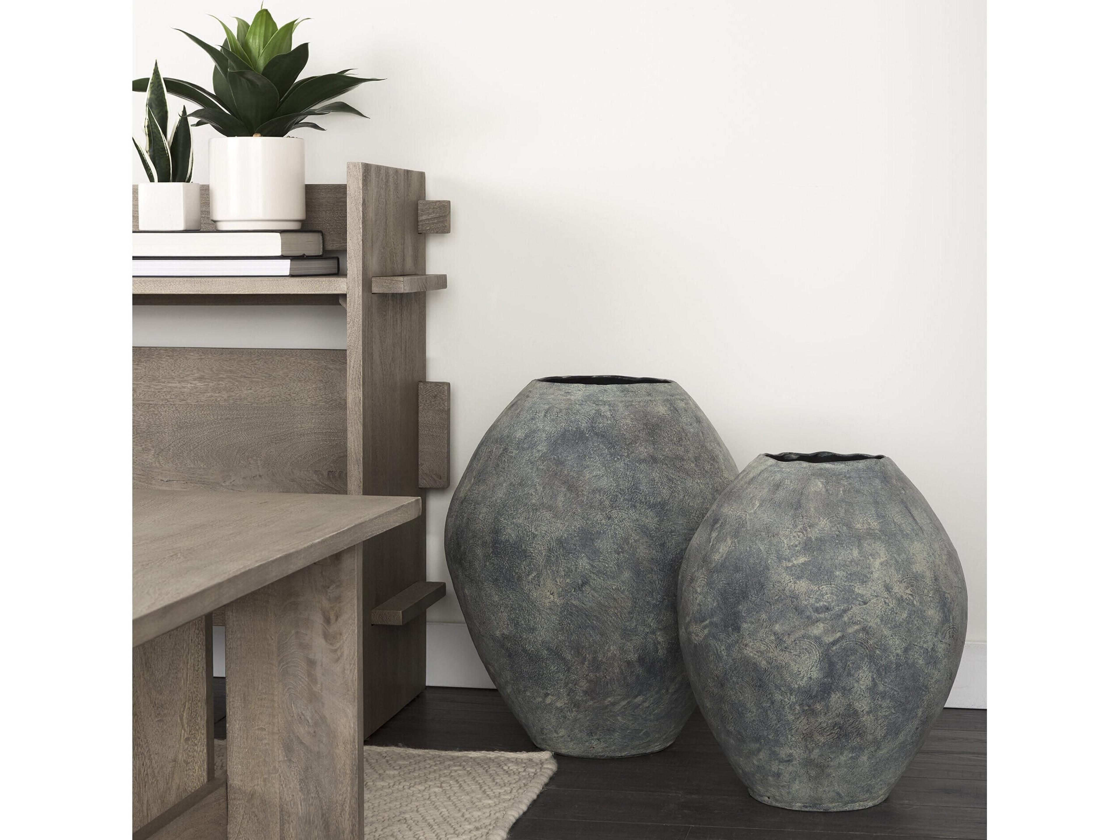 Mercana Gobi 23L x 28H Large Gray Ceramic Oval Vase