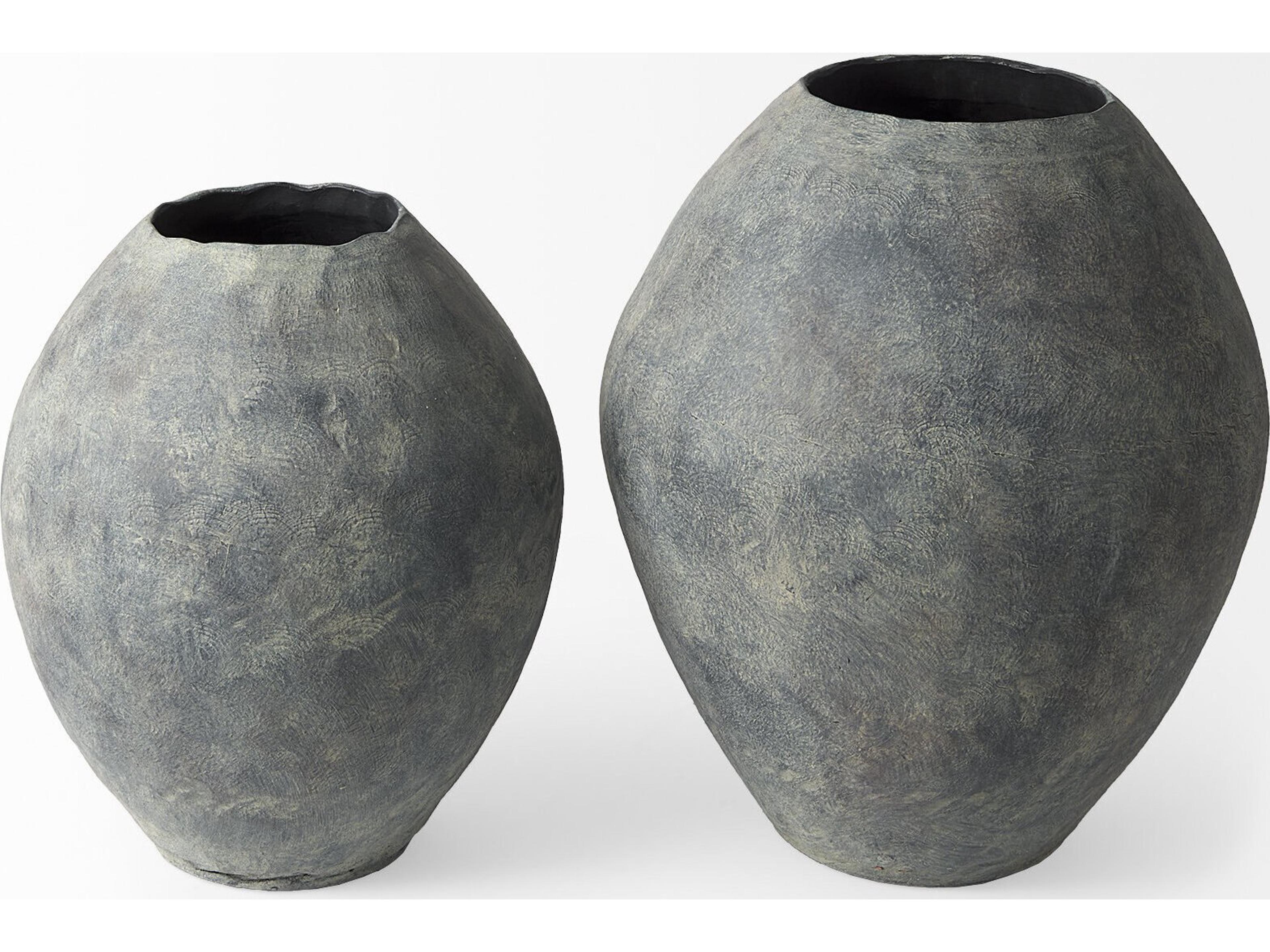 Mercana Gobi 23L x 28H Large Gray Ceramic Oval Vase