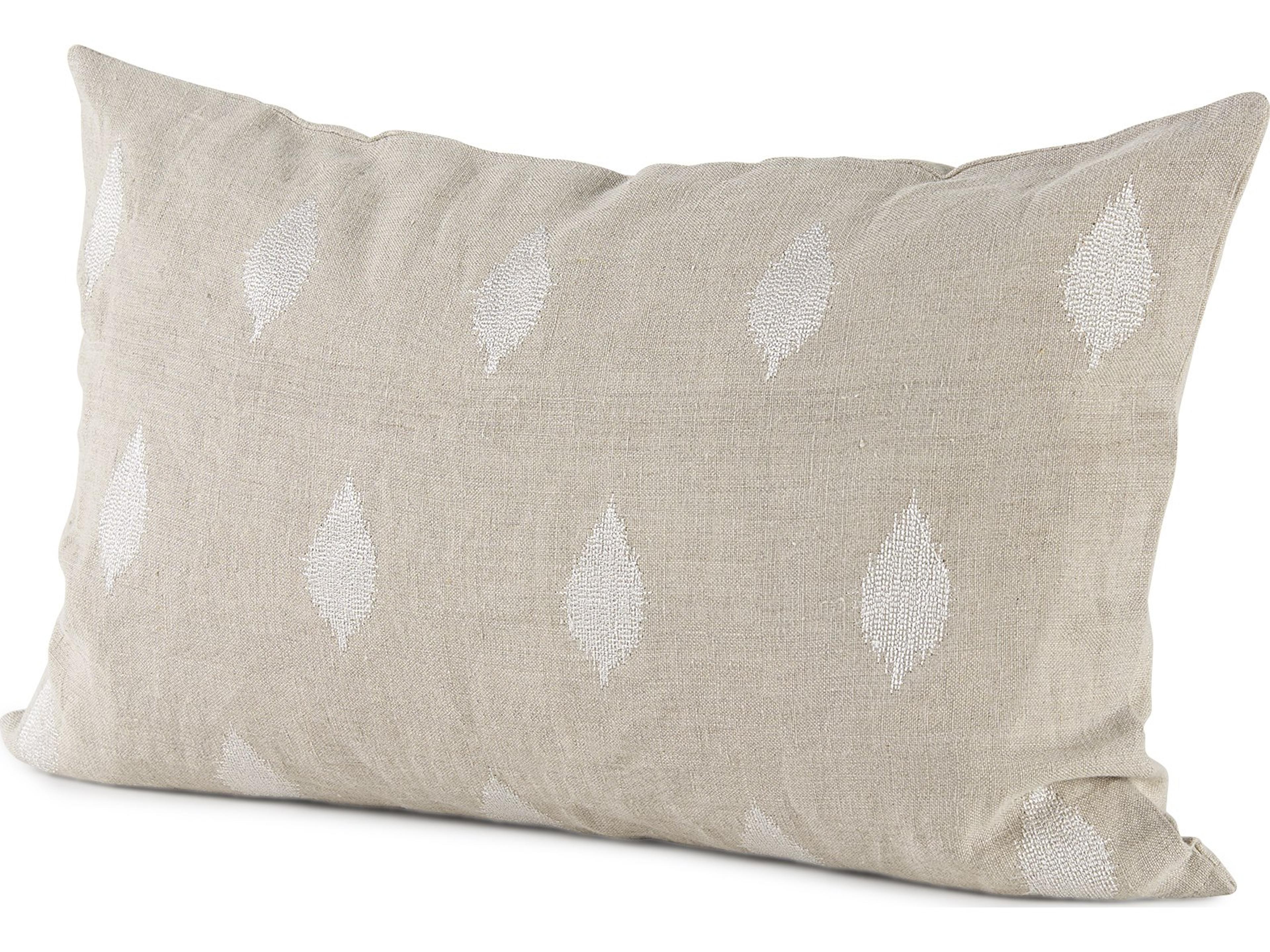 Enya 13L x 21W Beige and Cream Fabric Patterned Decorative Pillow Cover