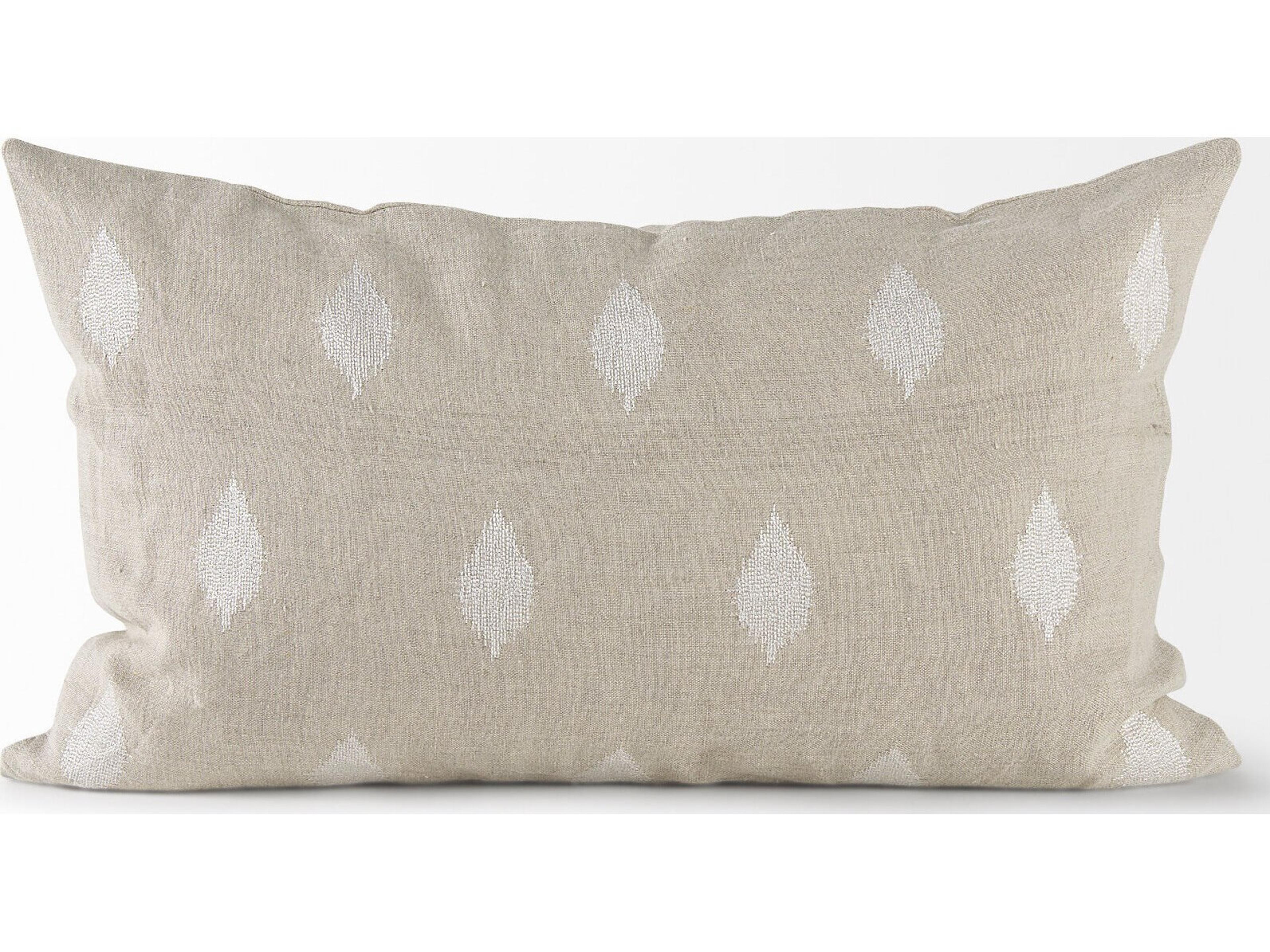Mercana Enya 13L x 21W Beige and Cream Fabric Patterned Decorative Pillow Cover