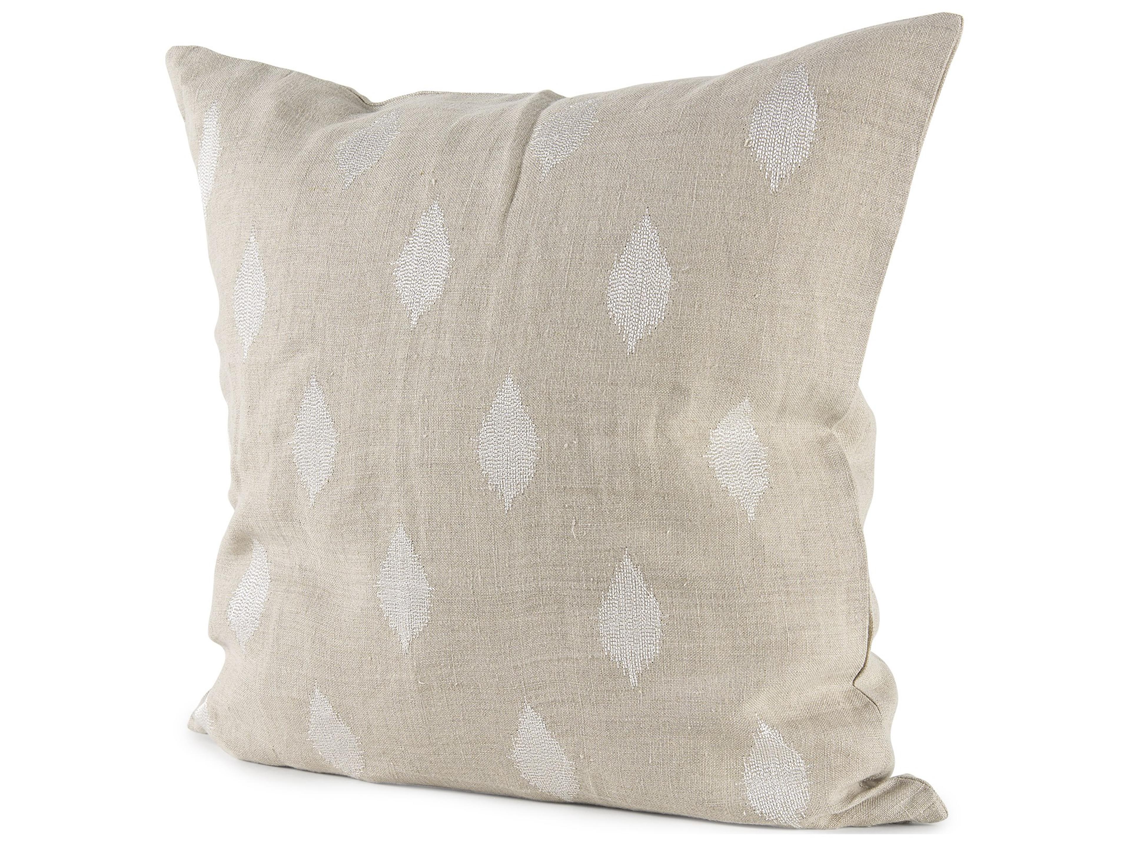 Enya 18L x 18W Beige and Cream Fabric Patterned Decorative Pillow Cover