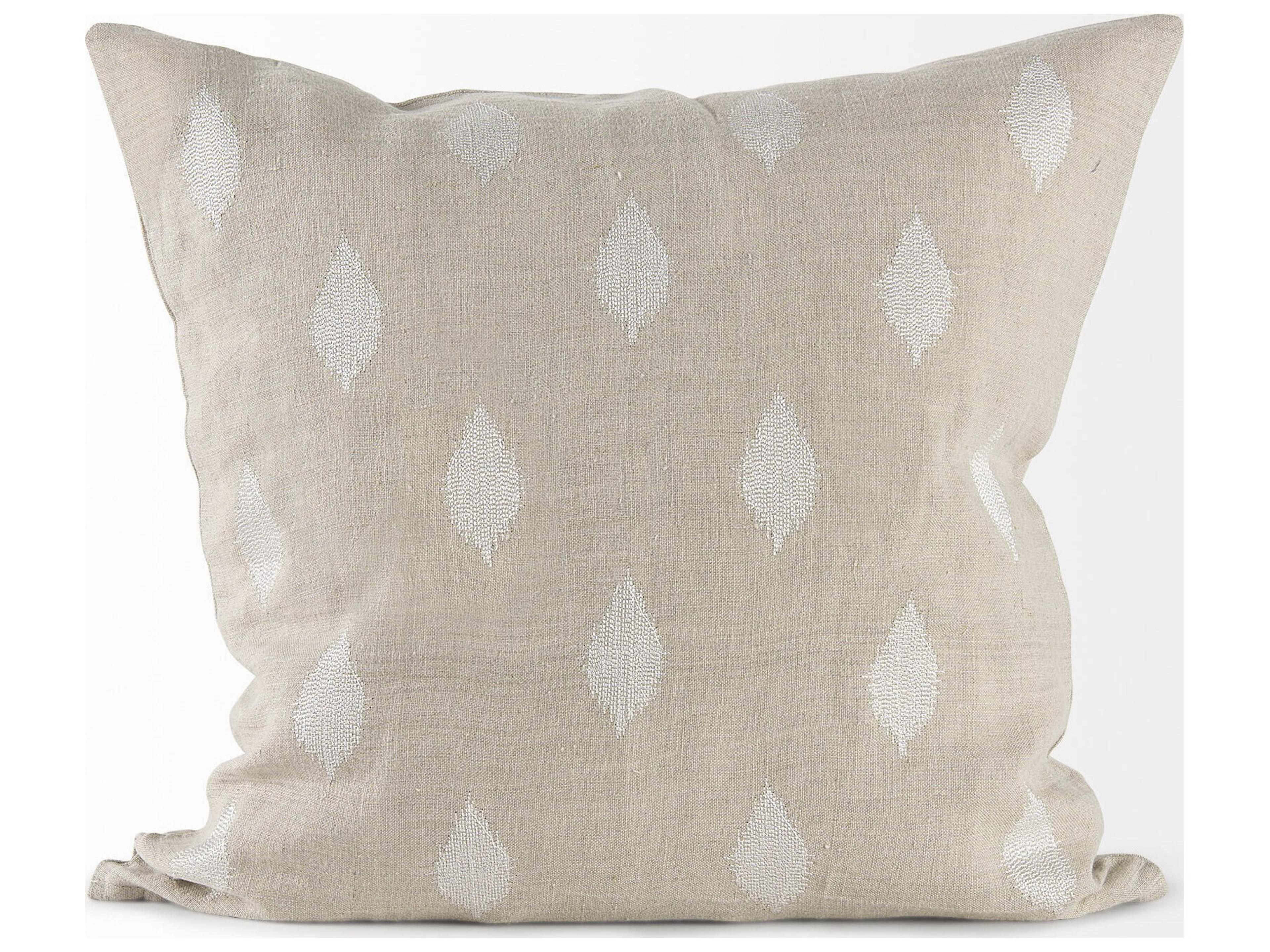 Mercana Enya 18L x 18W Beige and Cream Fabric Patterned Decorative Pillow Cover