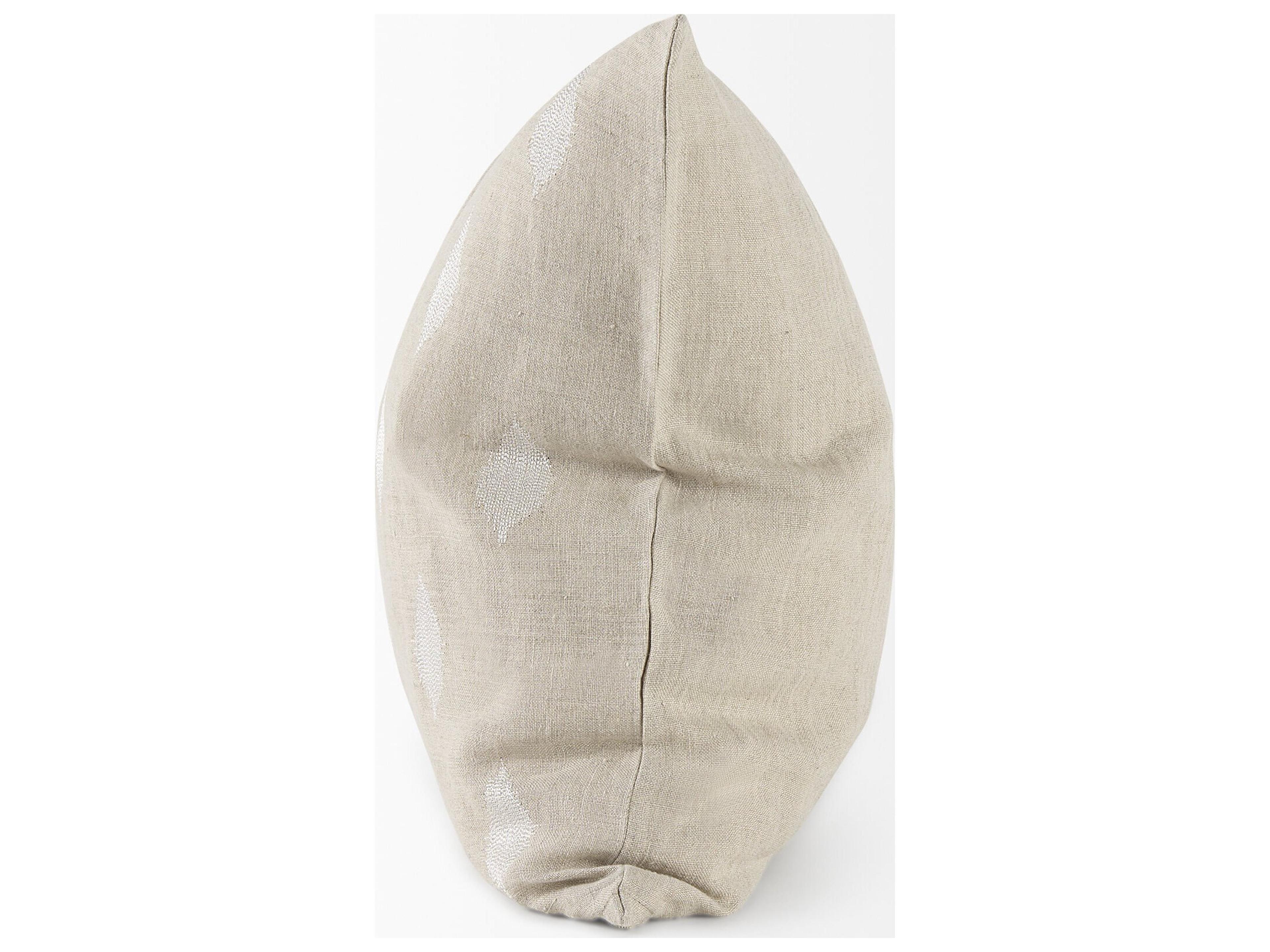 Mercana Enya 18L x 18W Beige and Cream Fabric Patterned Decorative Pillow Cover