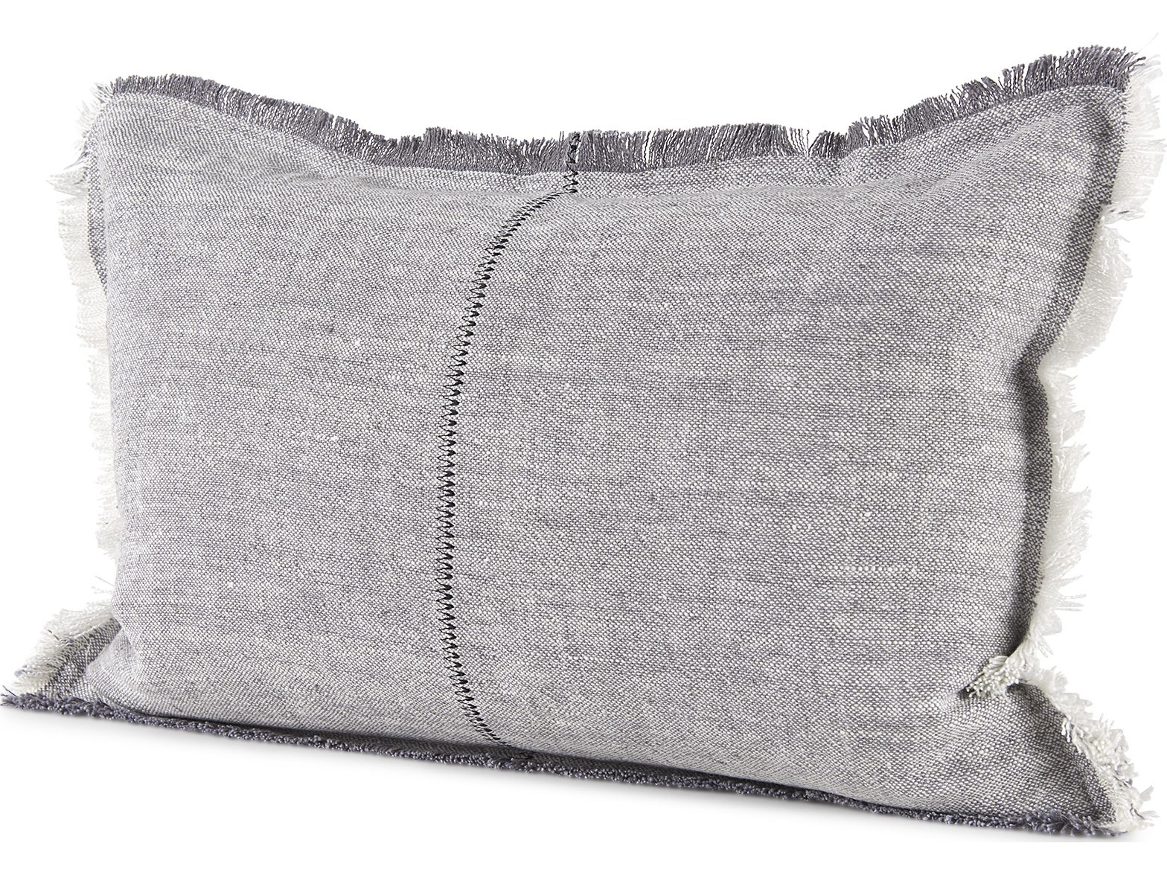 Thais 13L x 21W Gray Fabric Fringed Decorative Pillow Cover