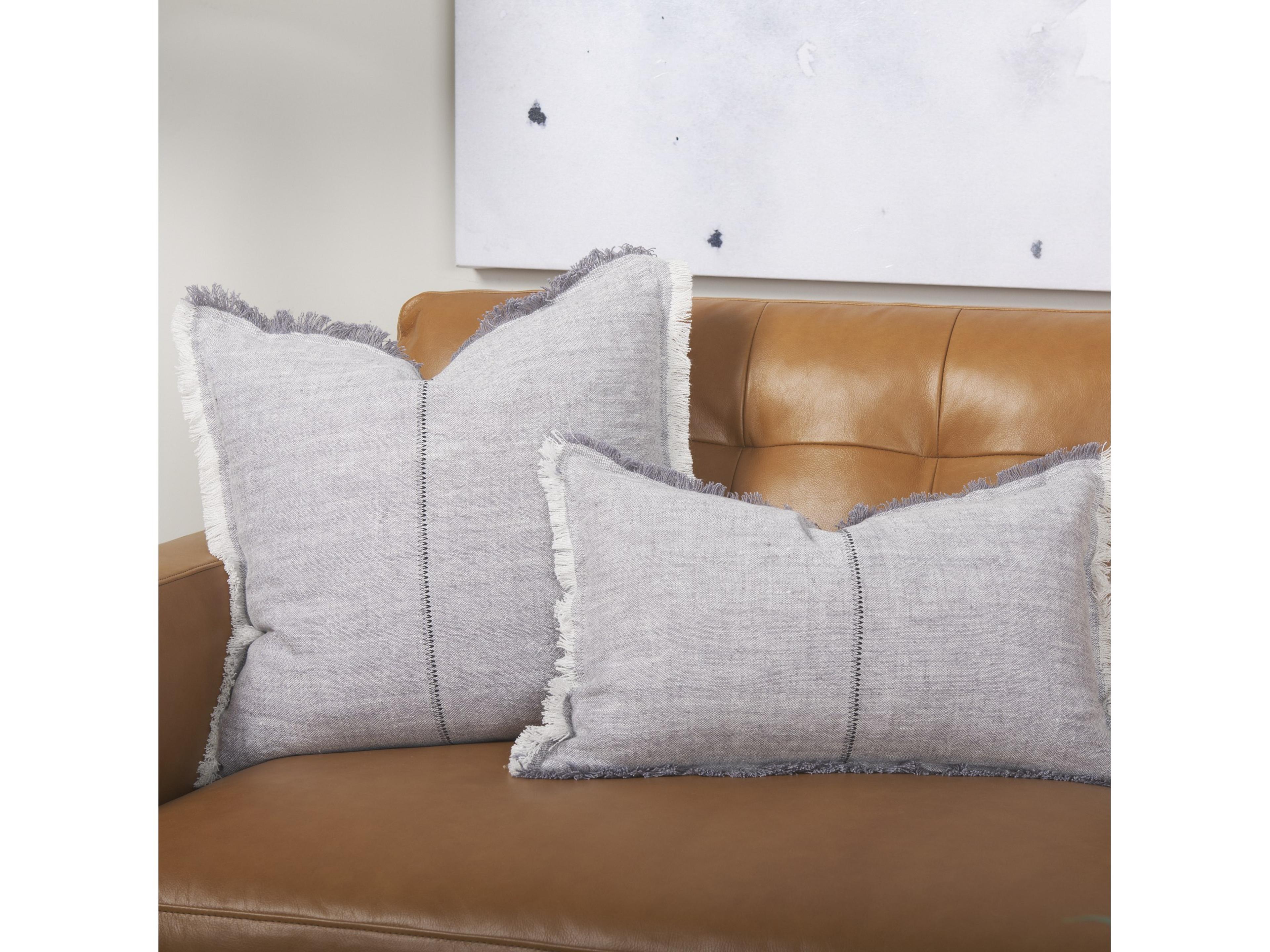 Mercana Thais 13L x 21W Gray Fabric Fringed Decorative Pillow Cover