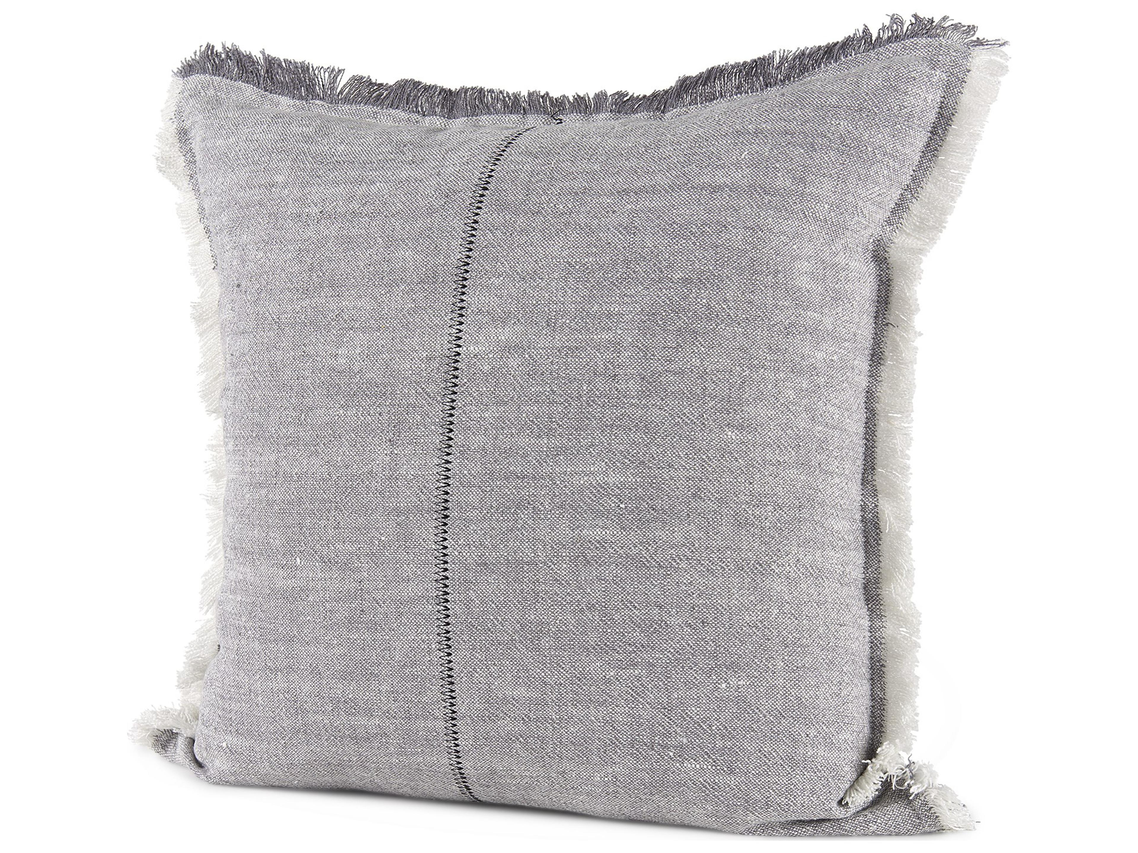 Thais 20L x 20W Gray Fringed Decorative Pillow Cover