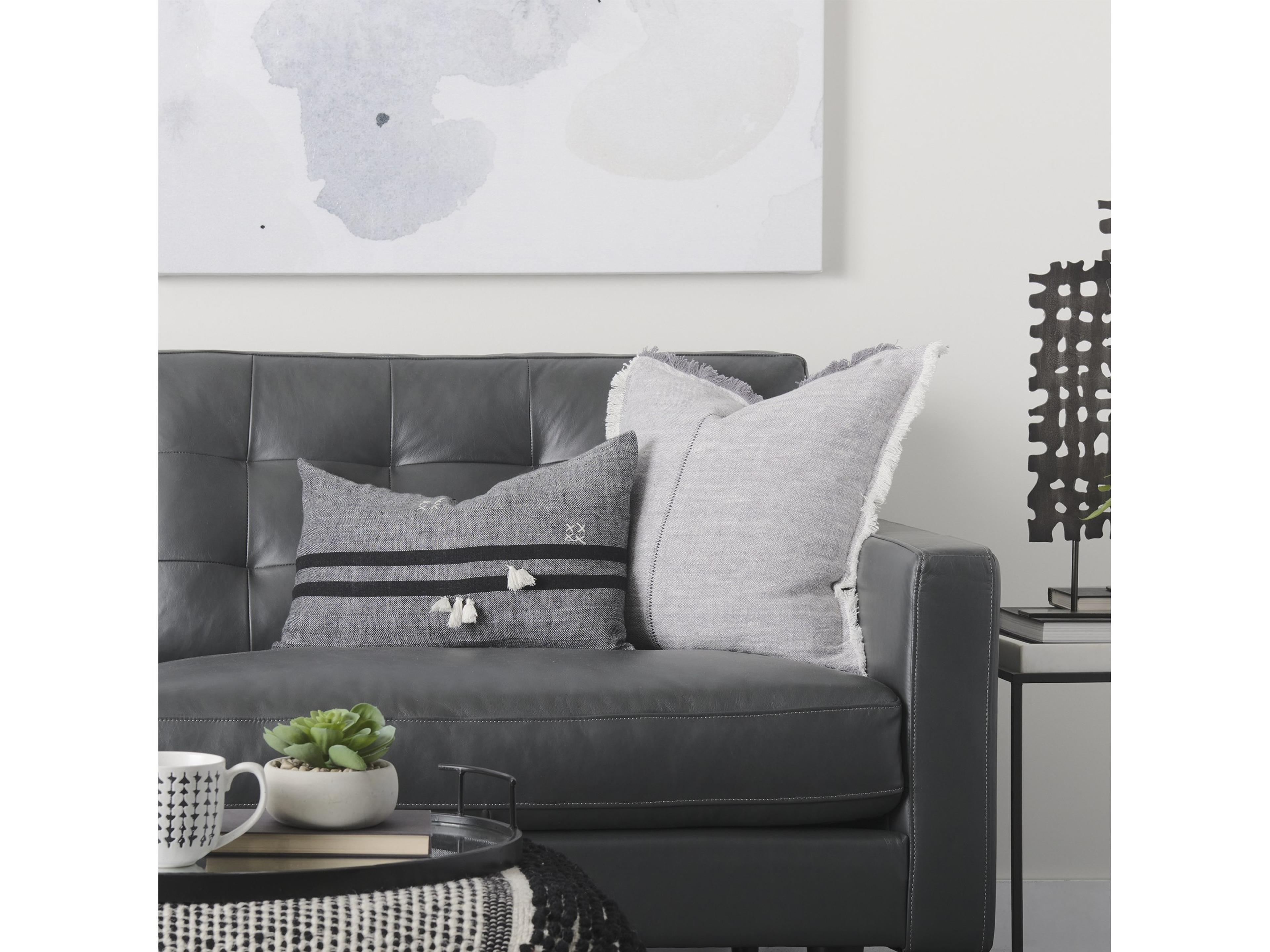 Mercana Thais 20L x 20W Gray Fringed Decorative Pillow Cover