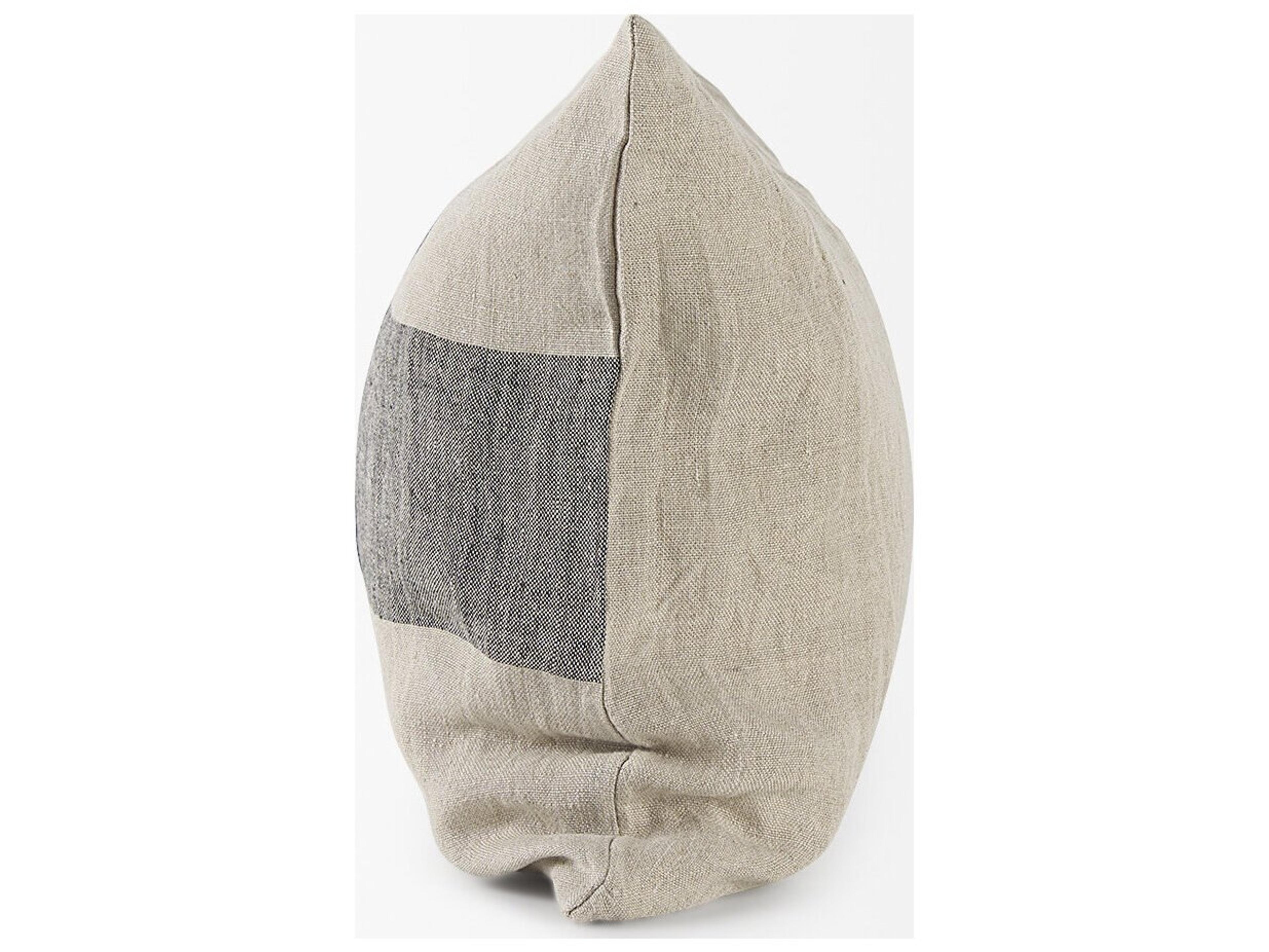 Mercana Raquel 13L x 21W Beige and Black Fabric Plaid Decorative Pillow Cover