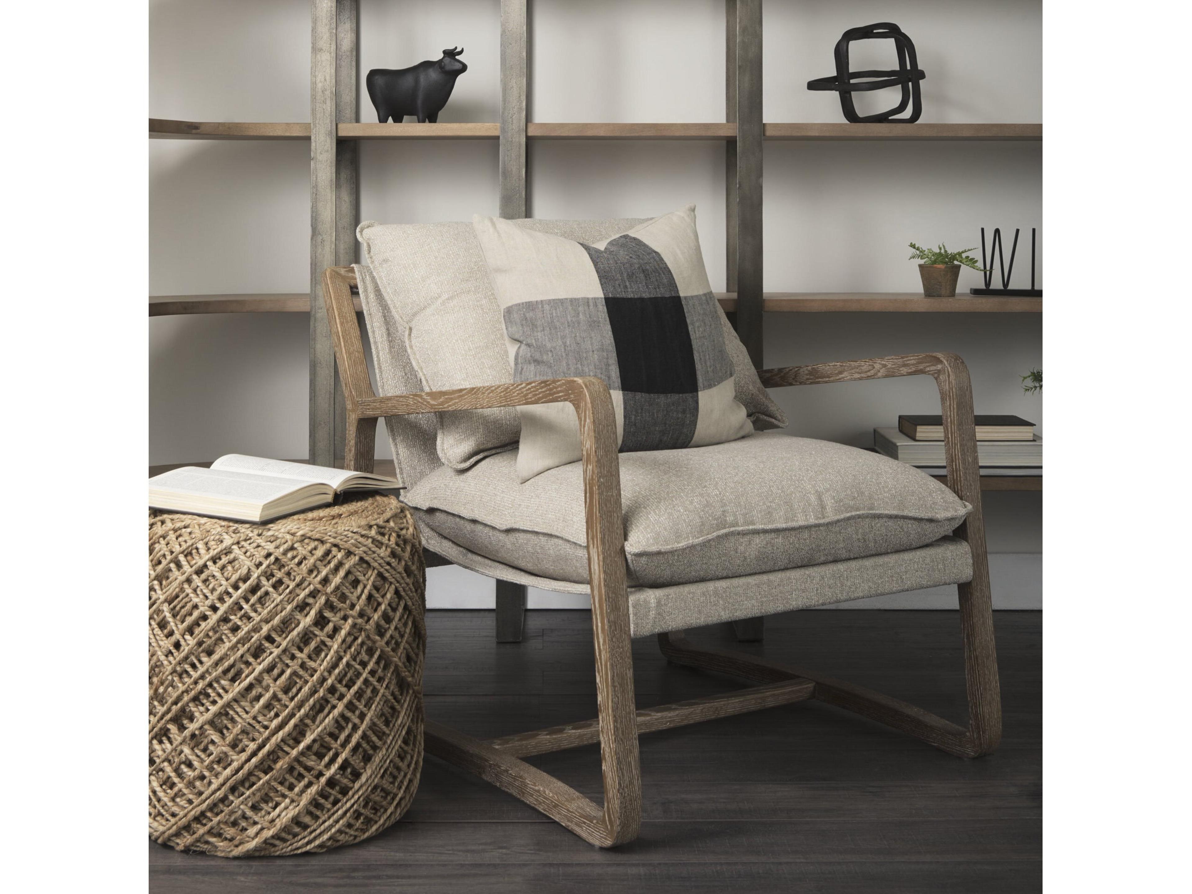 Mercana Raquel 18L x 18W Beige and Black Fabric Plaid Decorative Pillow Cover