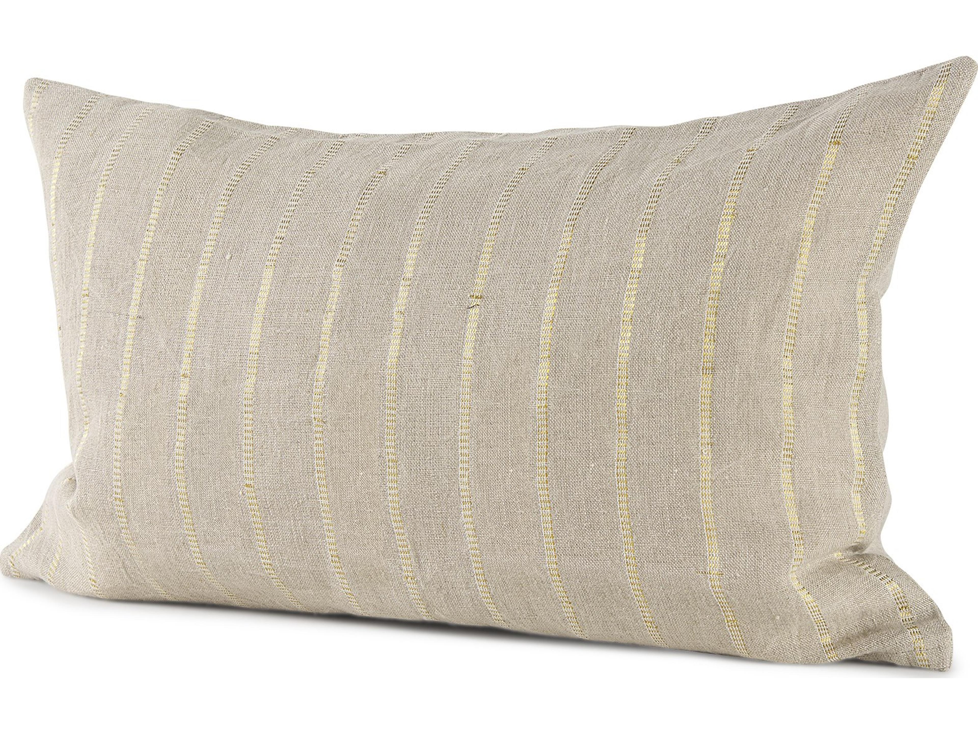 Danika 13.0L x 21.0W x 0.2H Beige and Gold Fabric Decorative Pillow Cover
