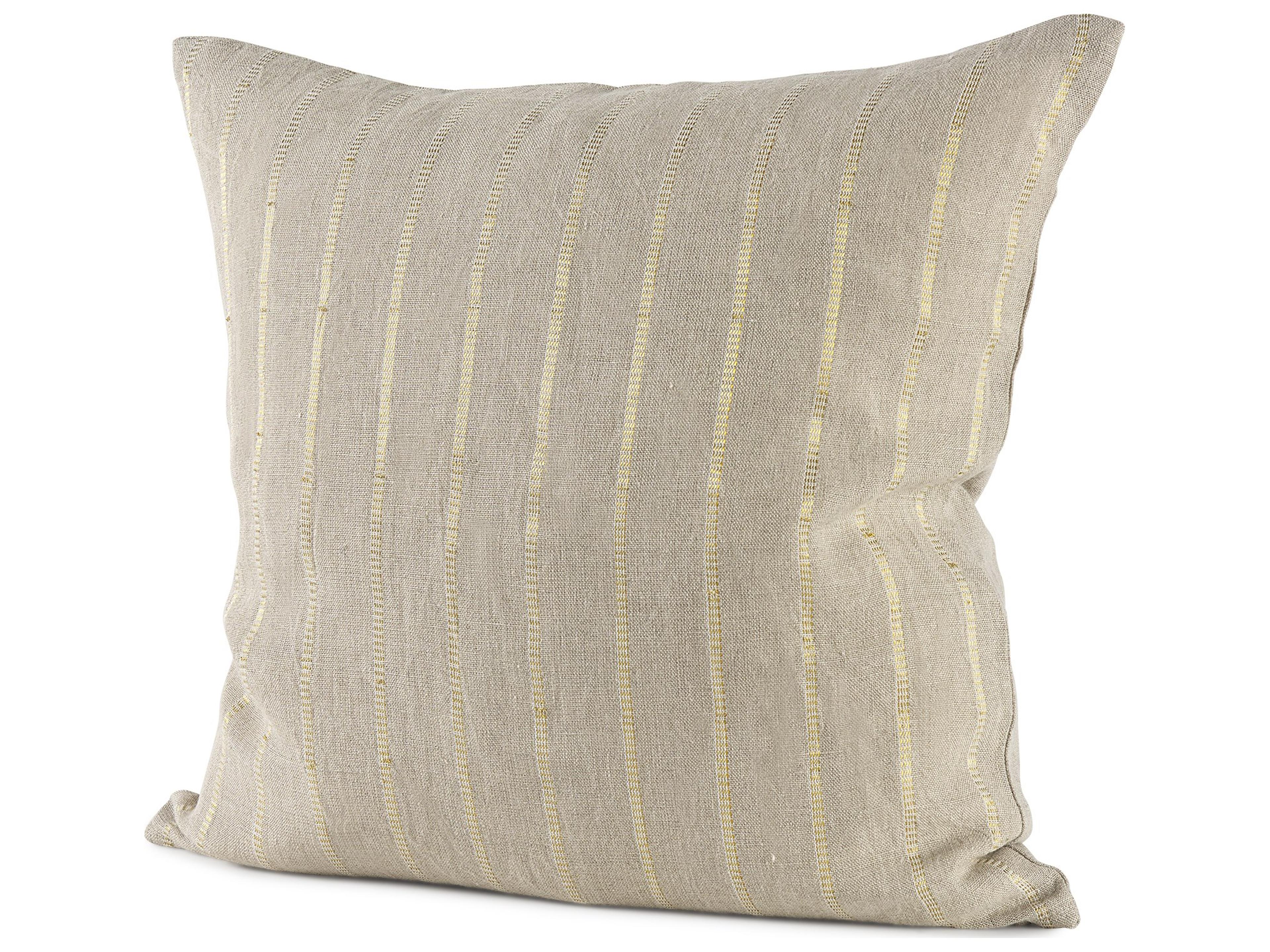 Danika 18 x 18 Beige and Gold Fabric Decorative Pillow Cover