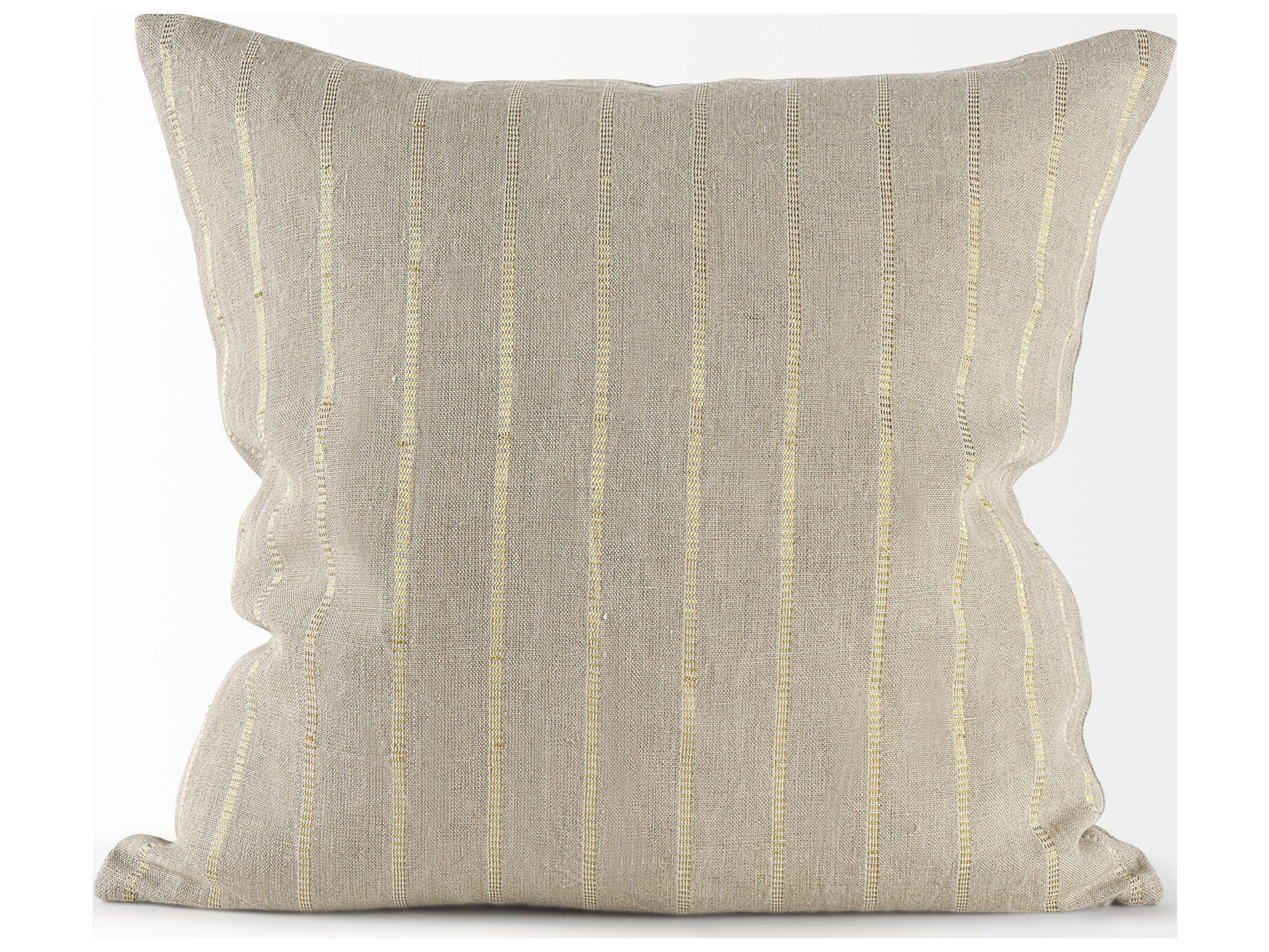 Mercana Danika 18 x 18 Beige and Gold Fabric Decorative Pillow Cover