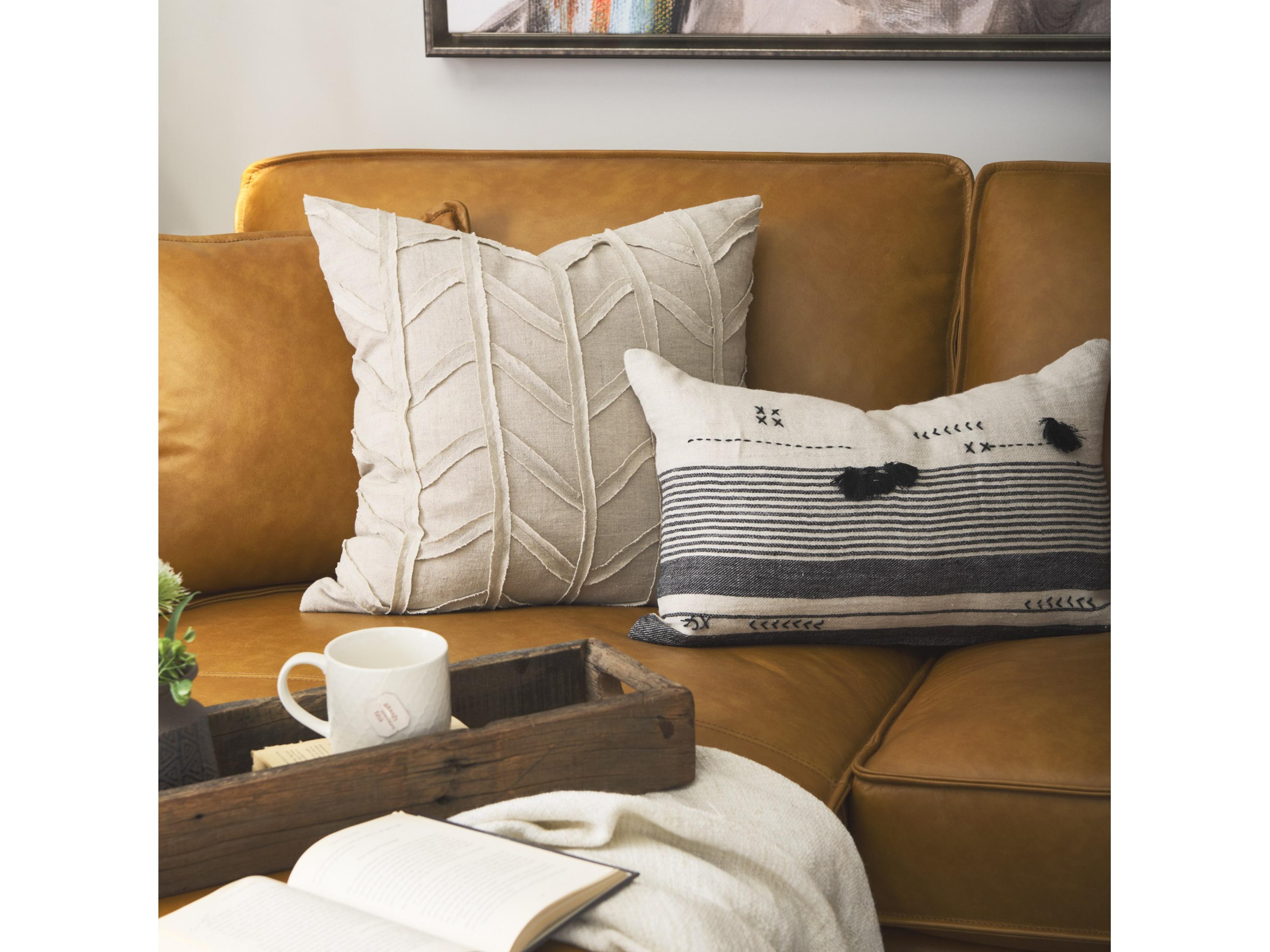 Mercana Ivivva 20L x 20W Beige Fabric Textured Decorative Pillow Cover