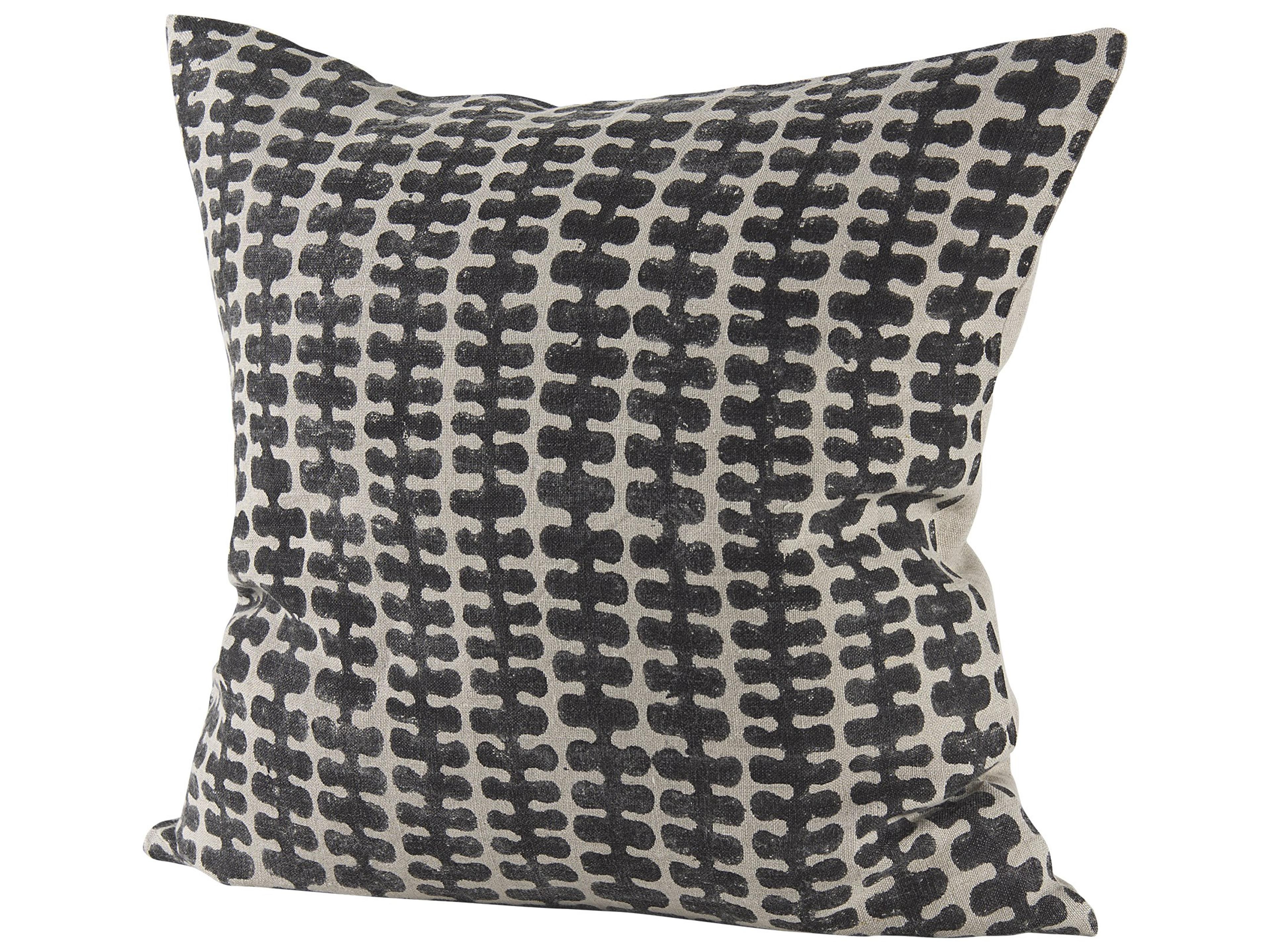 Miriam 18L x 18W Beige and Black Fabric Patterned Decorative Pillow Cover