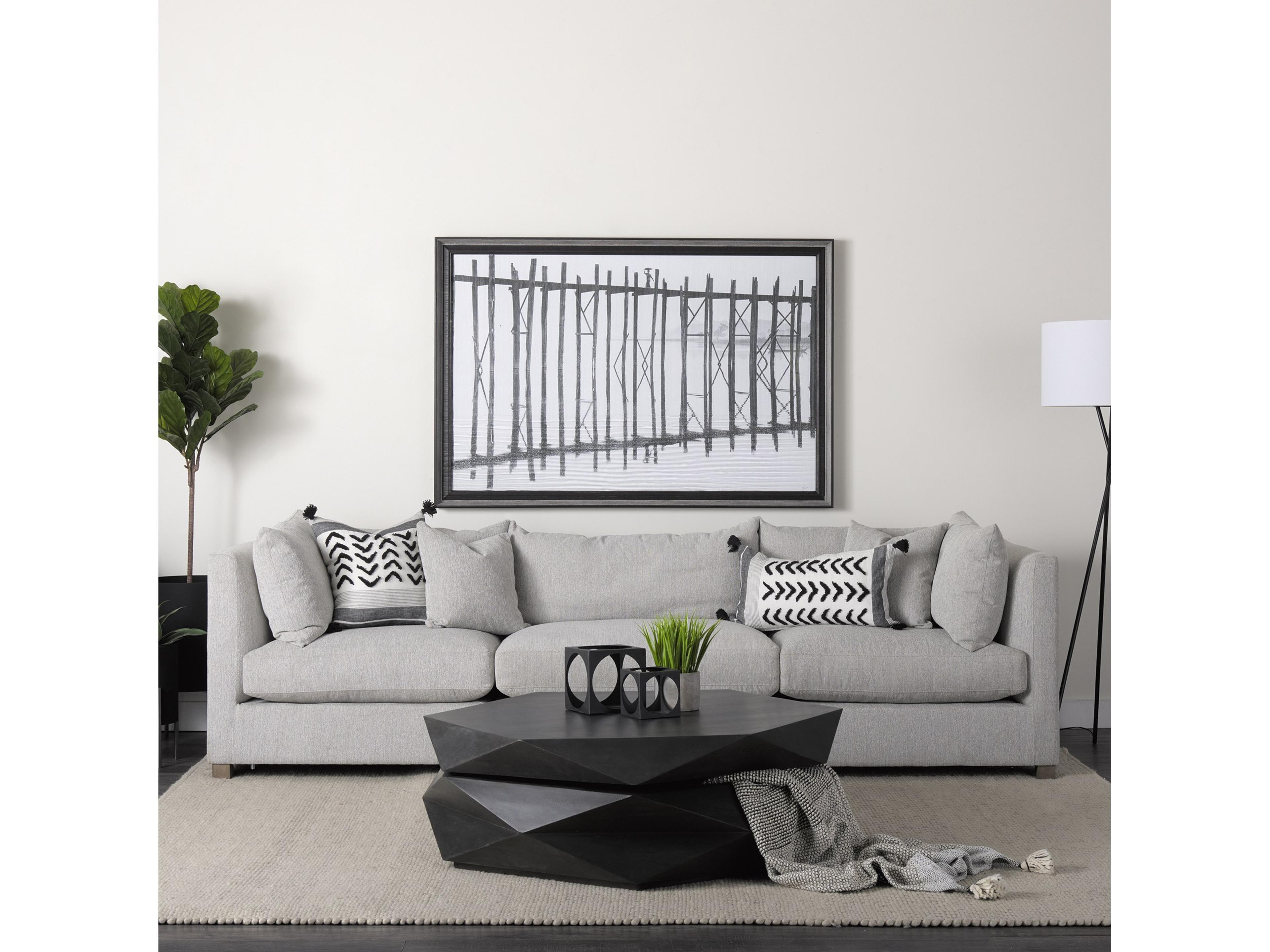 Mercana Kimia 20L x 20W White and Black Fabric Herringbone and Fringed Decorative Pillow Cover