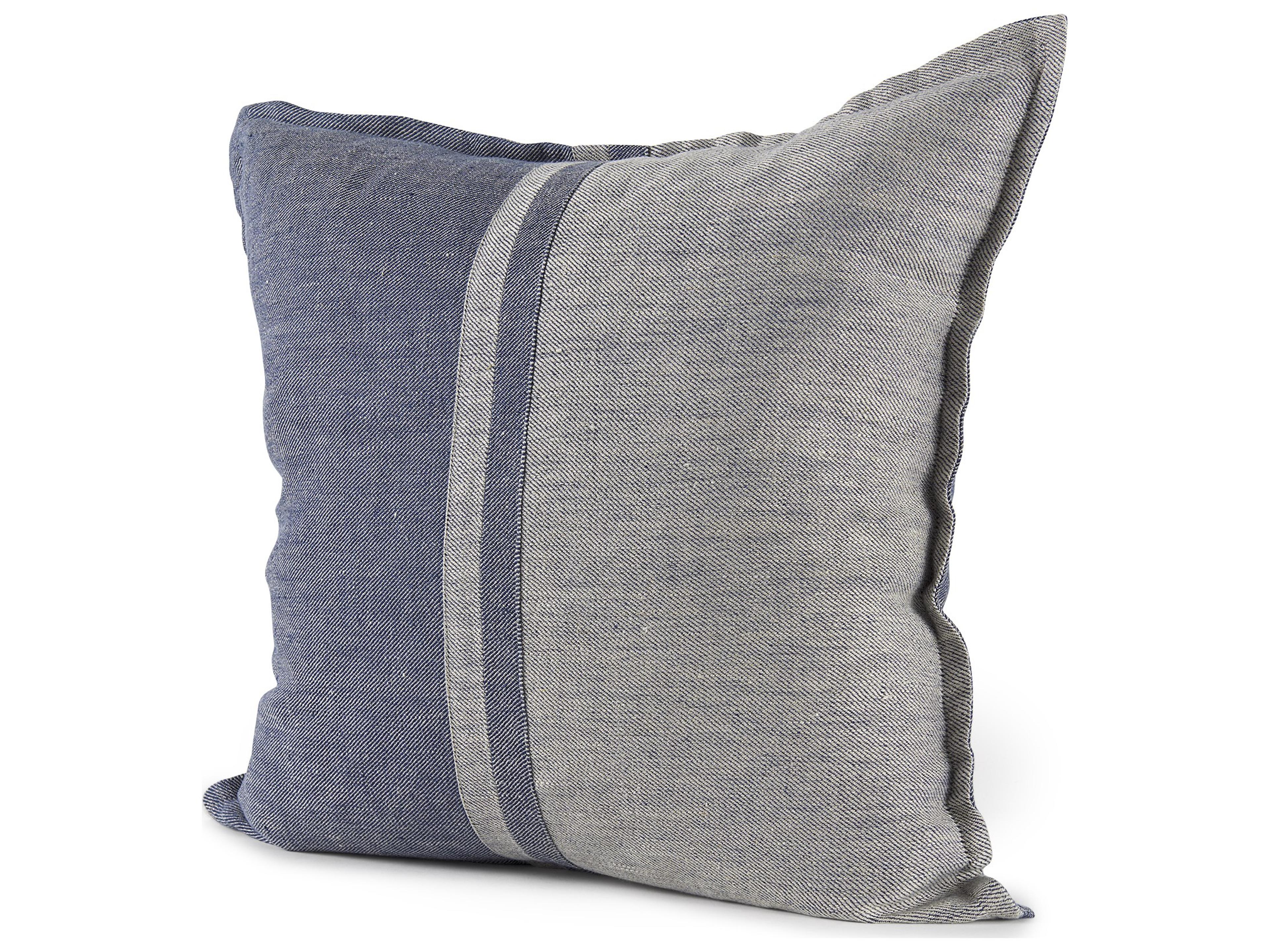Aubrielle 20L x 20W Gray and Blue Fabric Color Blocked Decorative Pillow Cover