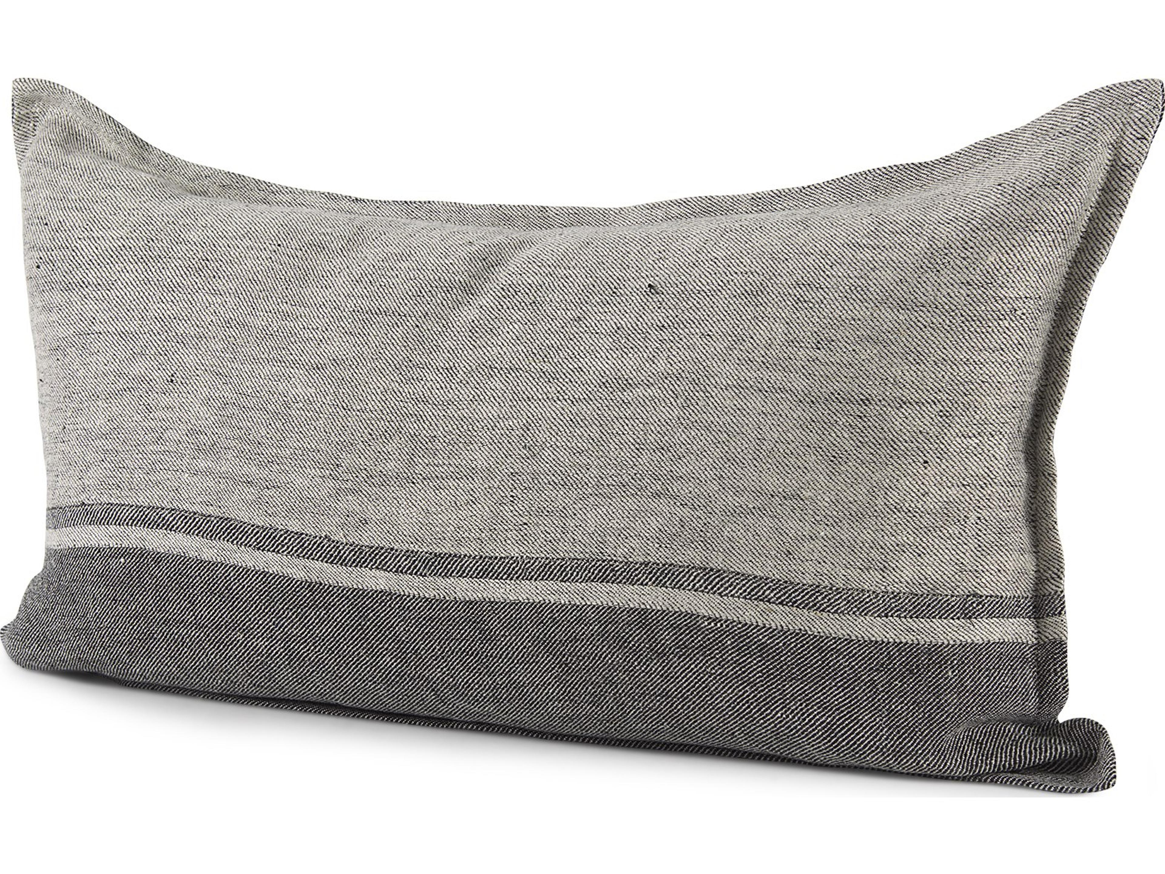 Zadie 14L x 26W Light Gray and Dark Gray Fabric Color Blocked Decorative Pillow Cover