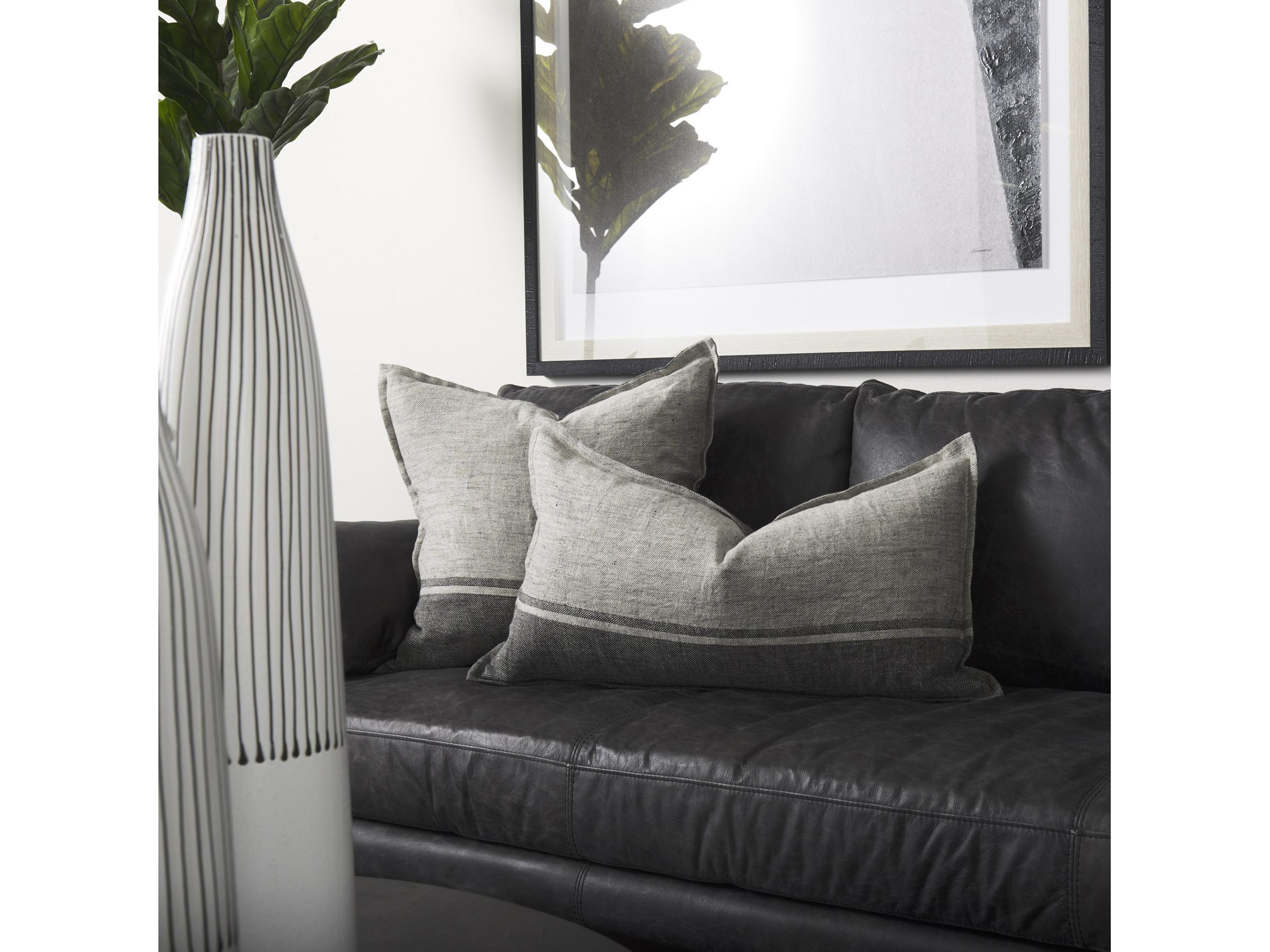 Mercana Zadie 14L x 26W Light Gray and Dark Gray Fabric Color Blocked Decorative Pillow Cover