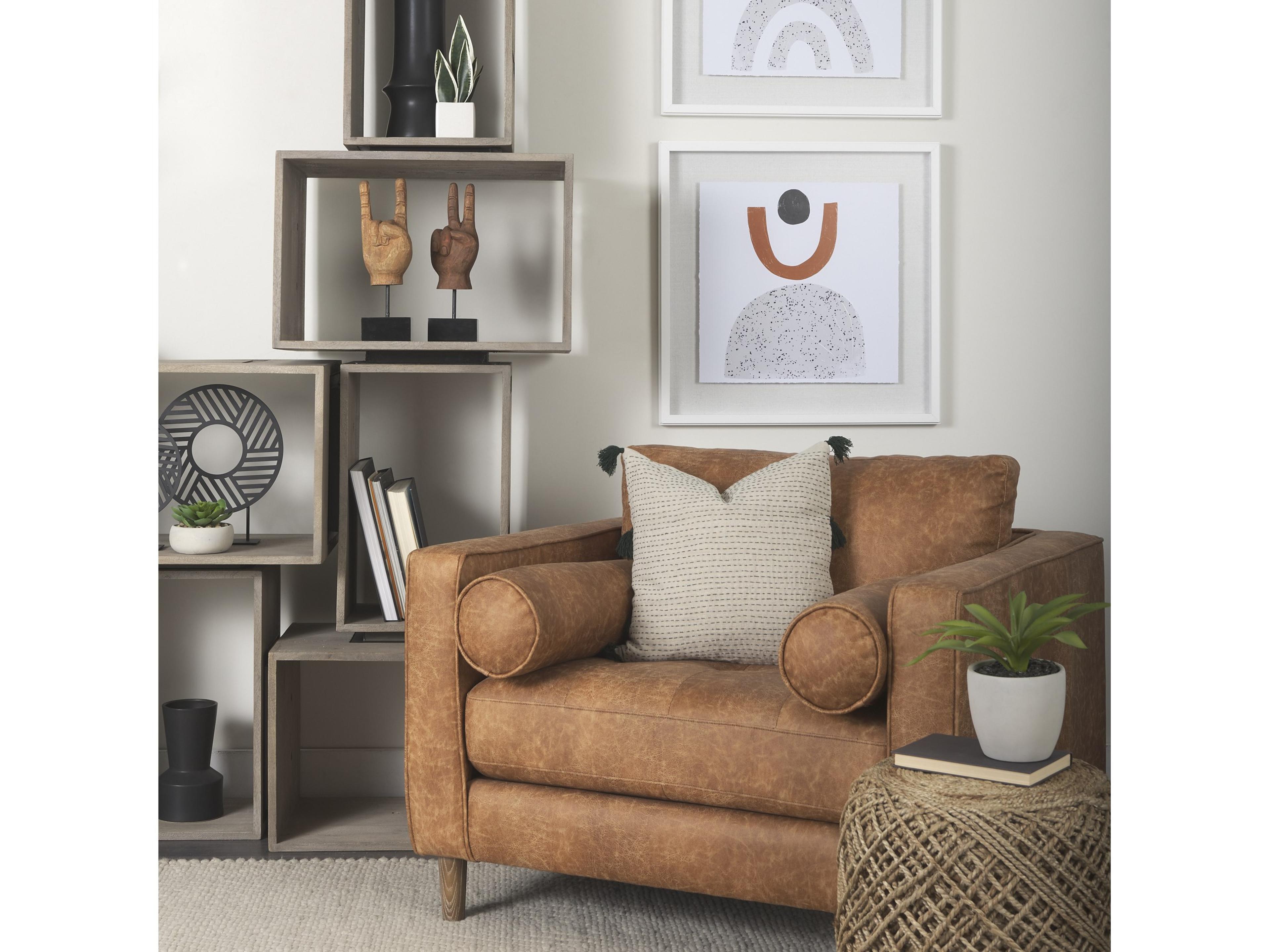 Mercana Allium Brown Handwoven Wool Cylindrical Pouf