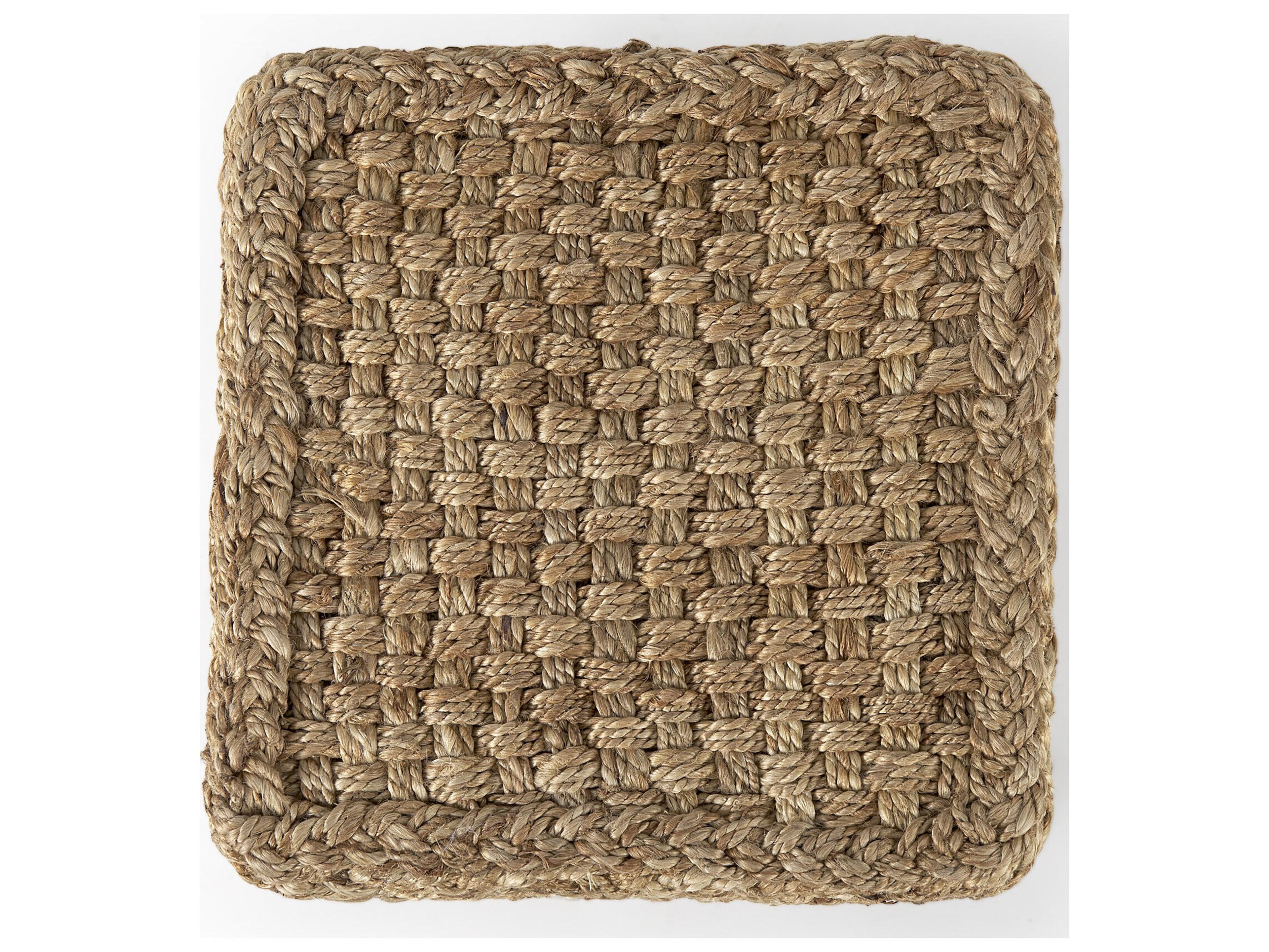 Mercana Aylin 16.5" Square Brown Jute Pouf