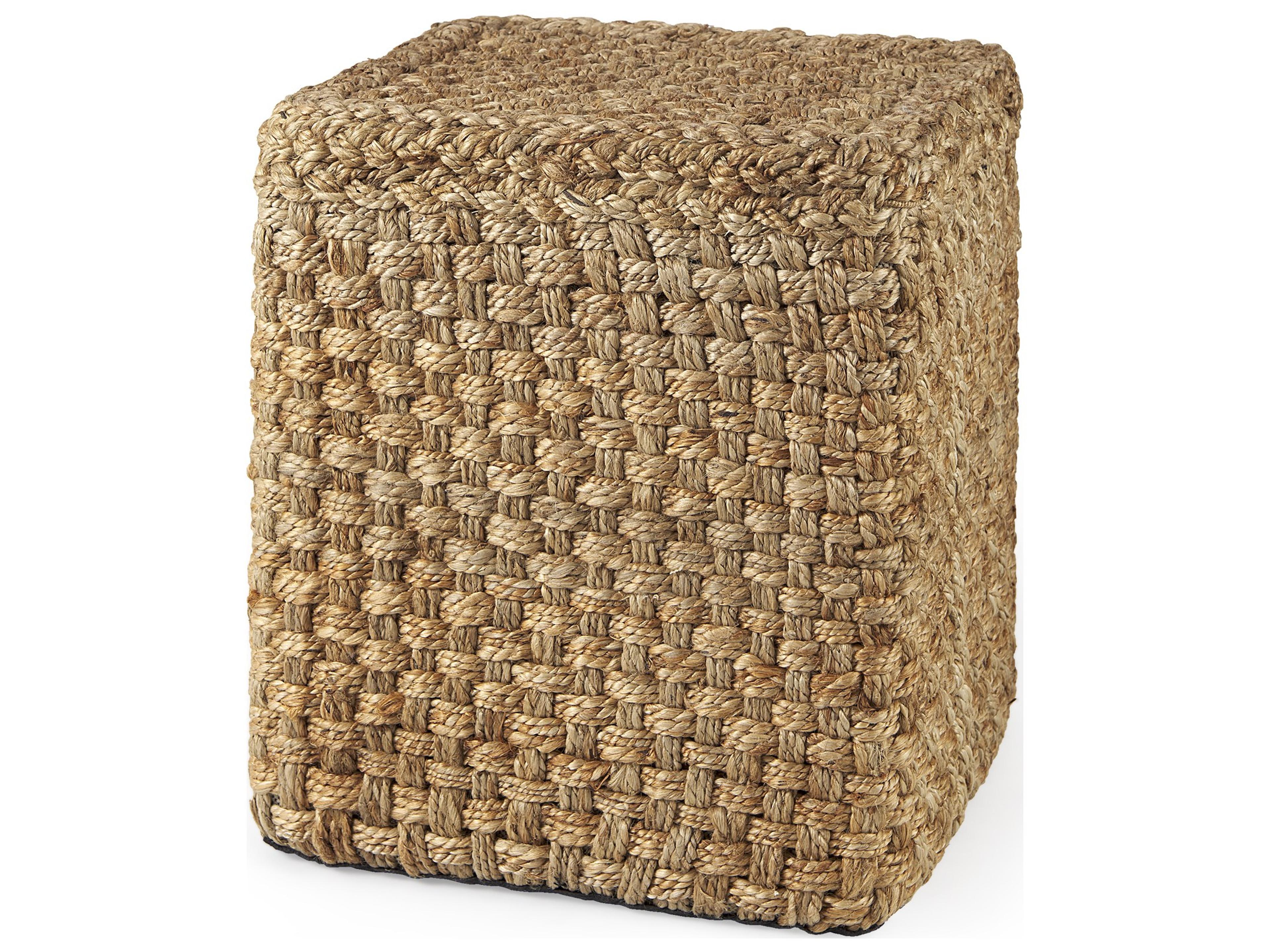 Mercana Aylin 16.5" Square Brown Jute Pouf