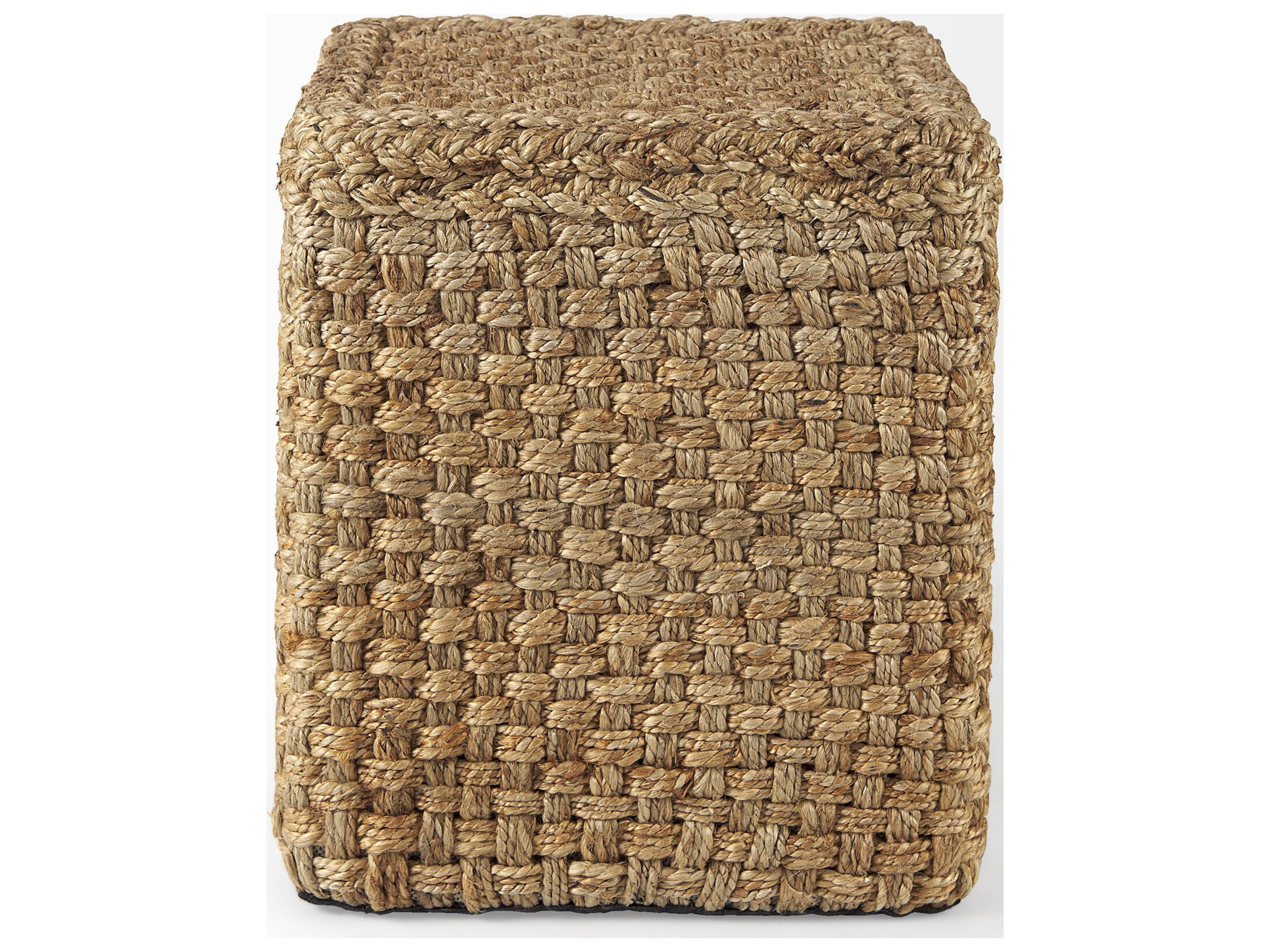 Mercana Aylin 16.5" Square Brown Jute Pouf