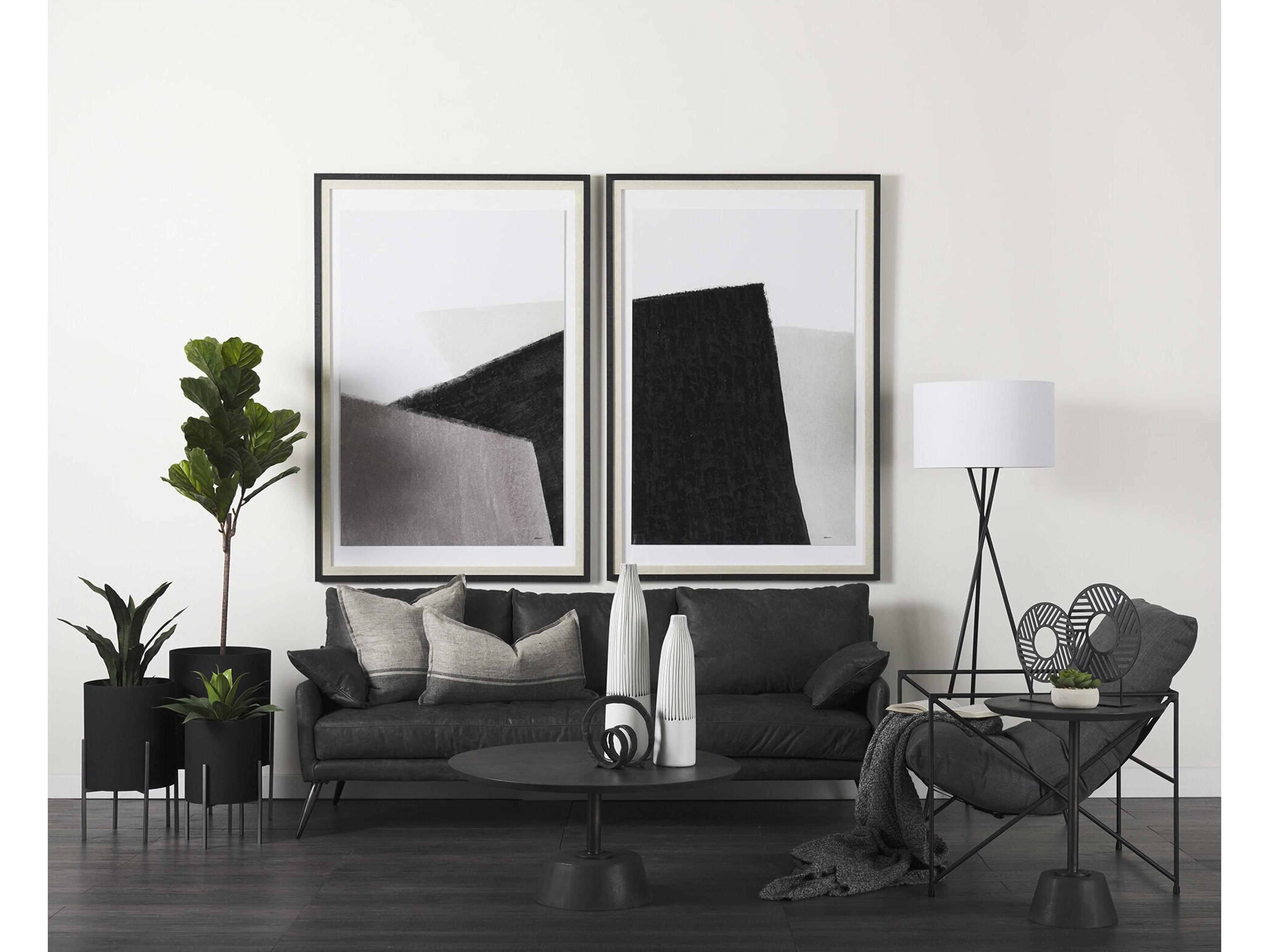 Mercana Cochrane 82L x 33W x 32.3 Black Leather Three Seater Sofa