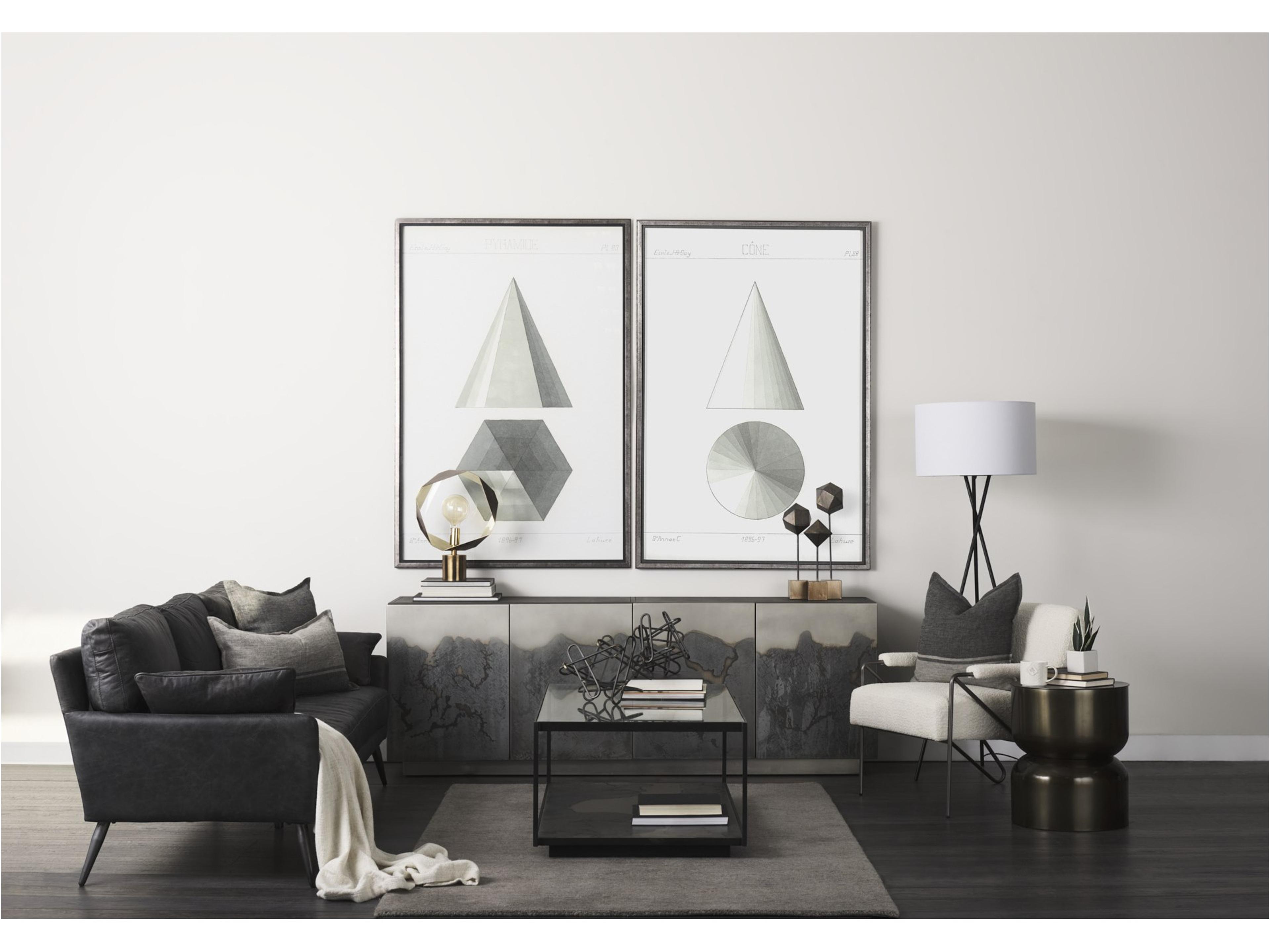 Mercana Cochrane 82L x 33W x 32.3 Black Leather Three Seater Sofa