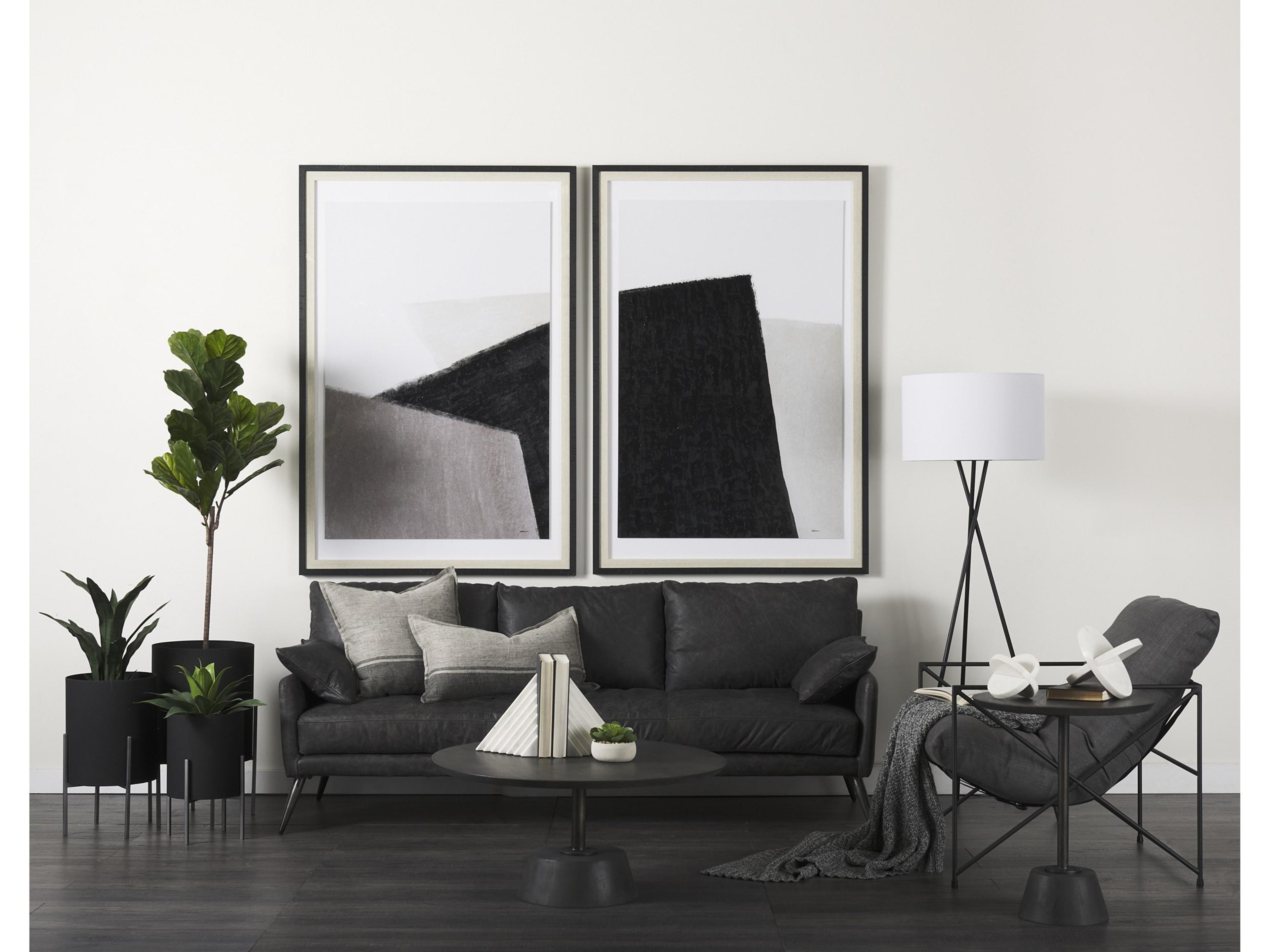 Mercana Cochrane 82L x 33W x 32.3 Black Leather Three Seater Sofa