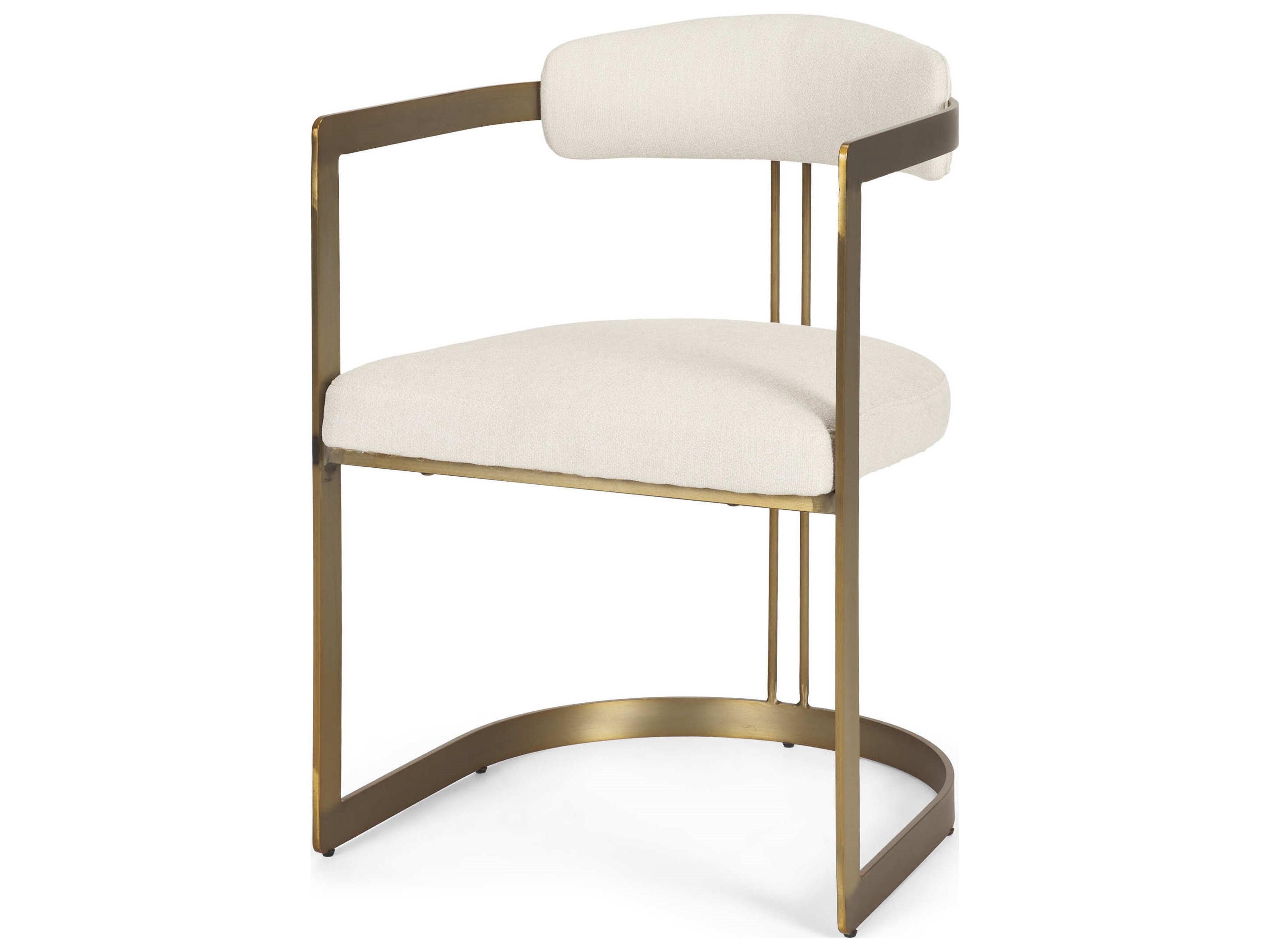 Hollyfield II Cream Fabric Seat W/ Gold Iron Frame Dining Chair