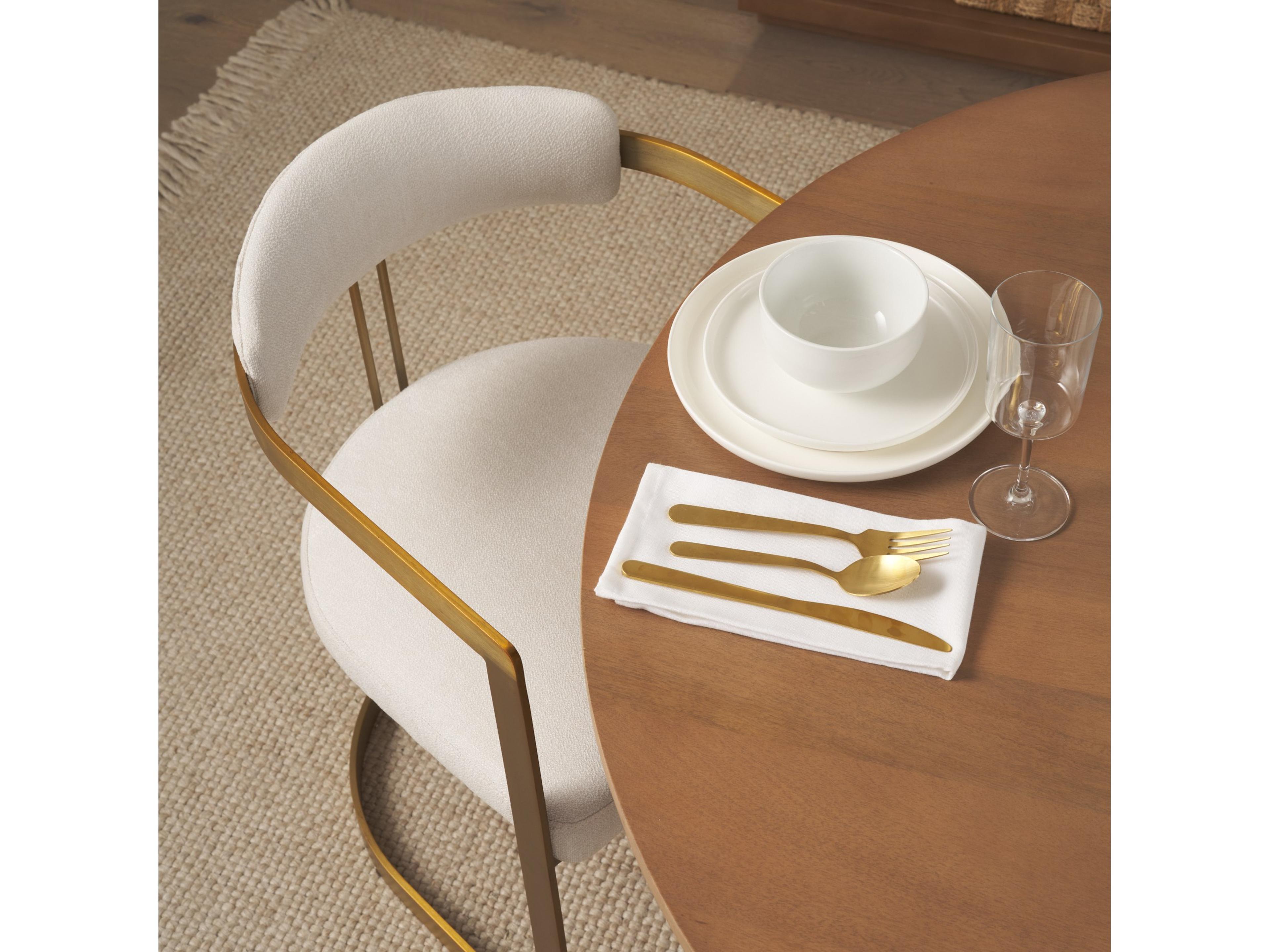 Mercana Hollyfield II Cream Fabric Seat W/ Gold Iron Frame Dining Chair