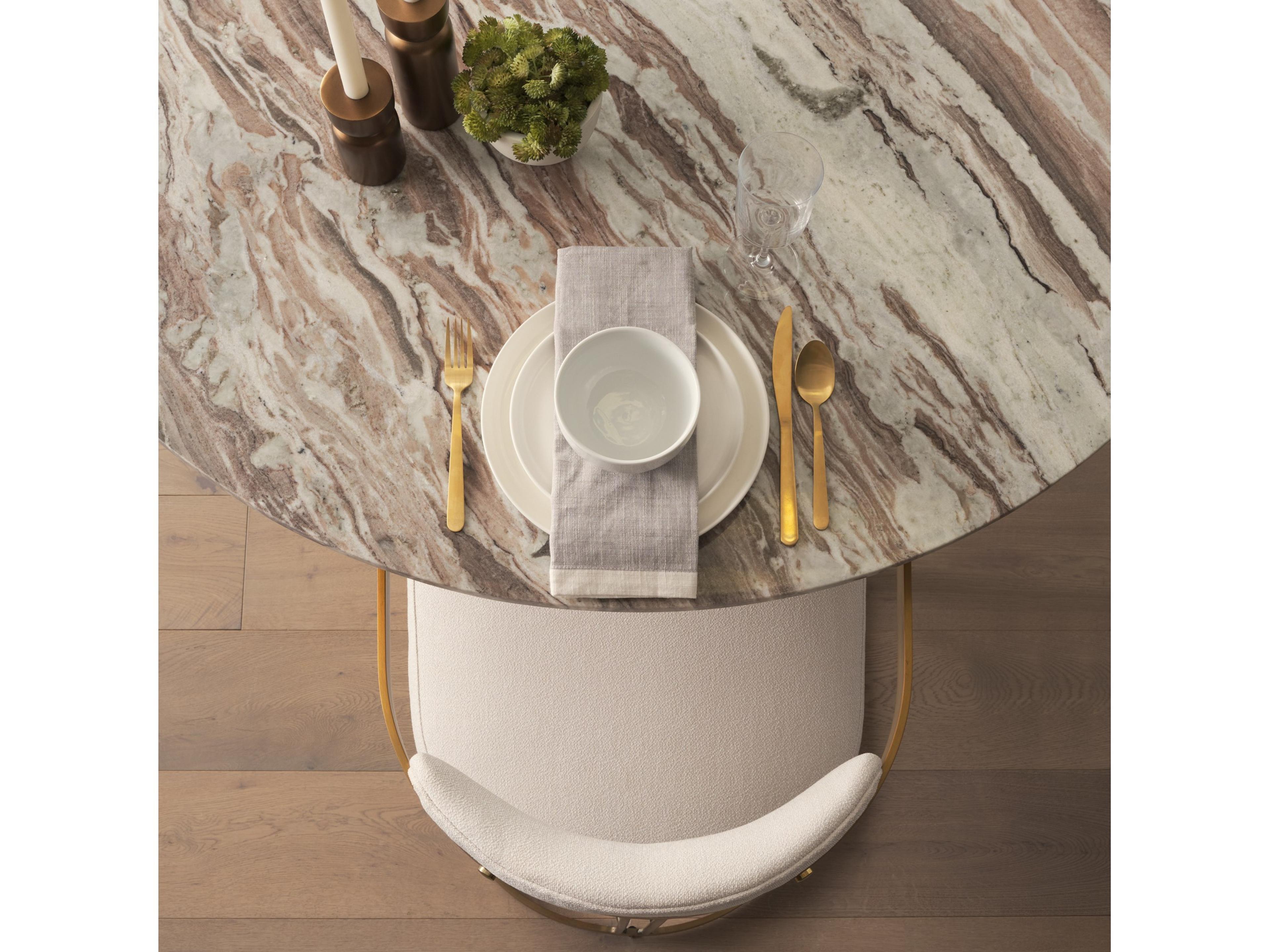 Mercana Hollyfield II Cream Fabric Seat W/ Gold Iron Frame Dining Chair