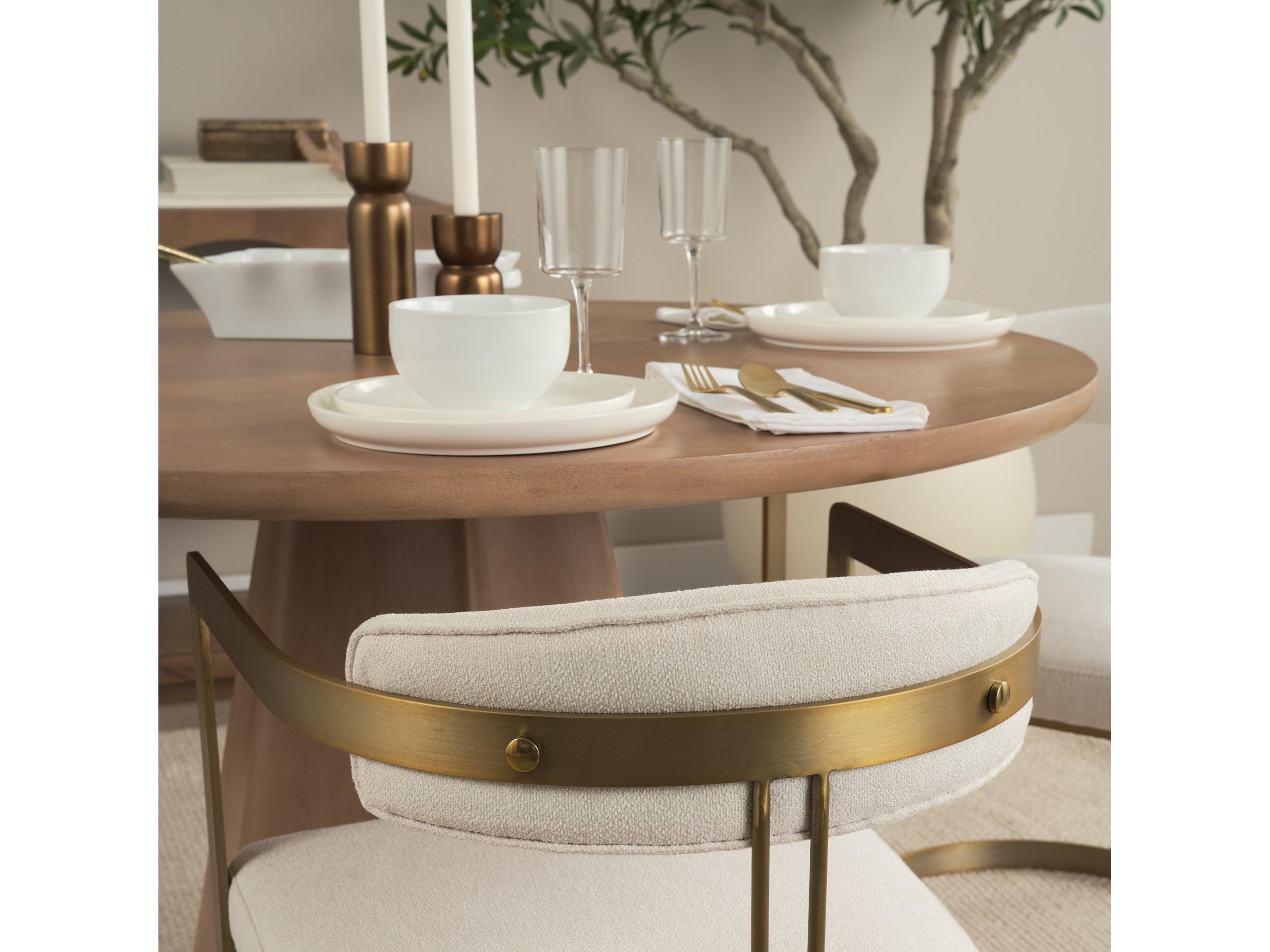 Mercana Hollyfield II Cream Fabric Seat W/ Gold Iron Frame Dining Chair