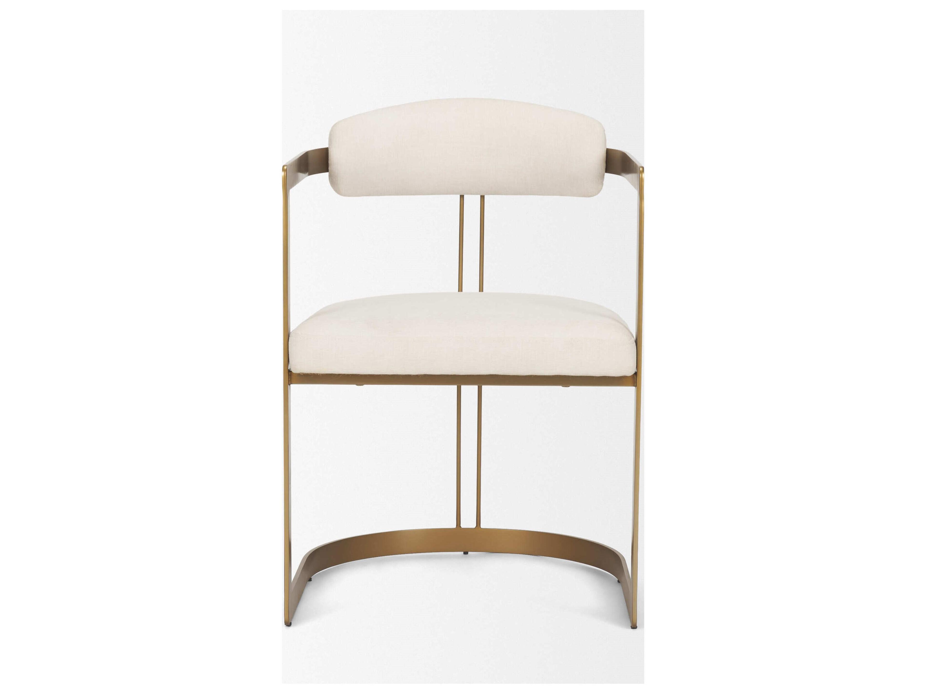 Mercana Hollyfield II Cream Fabric Seat W/ Gold Iron Frame Dining Chair