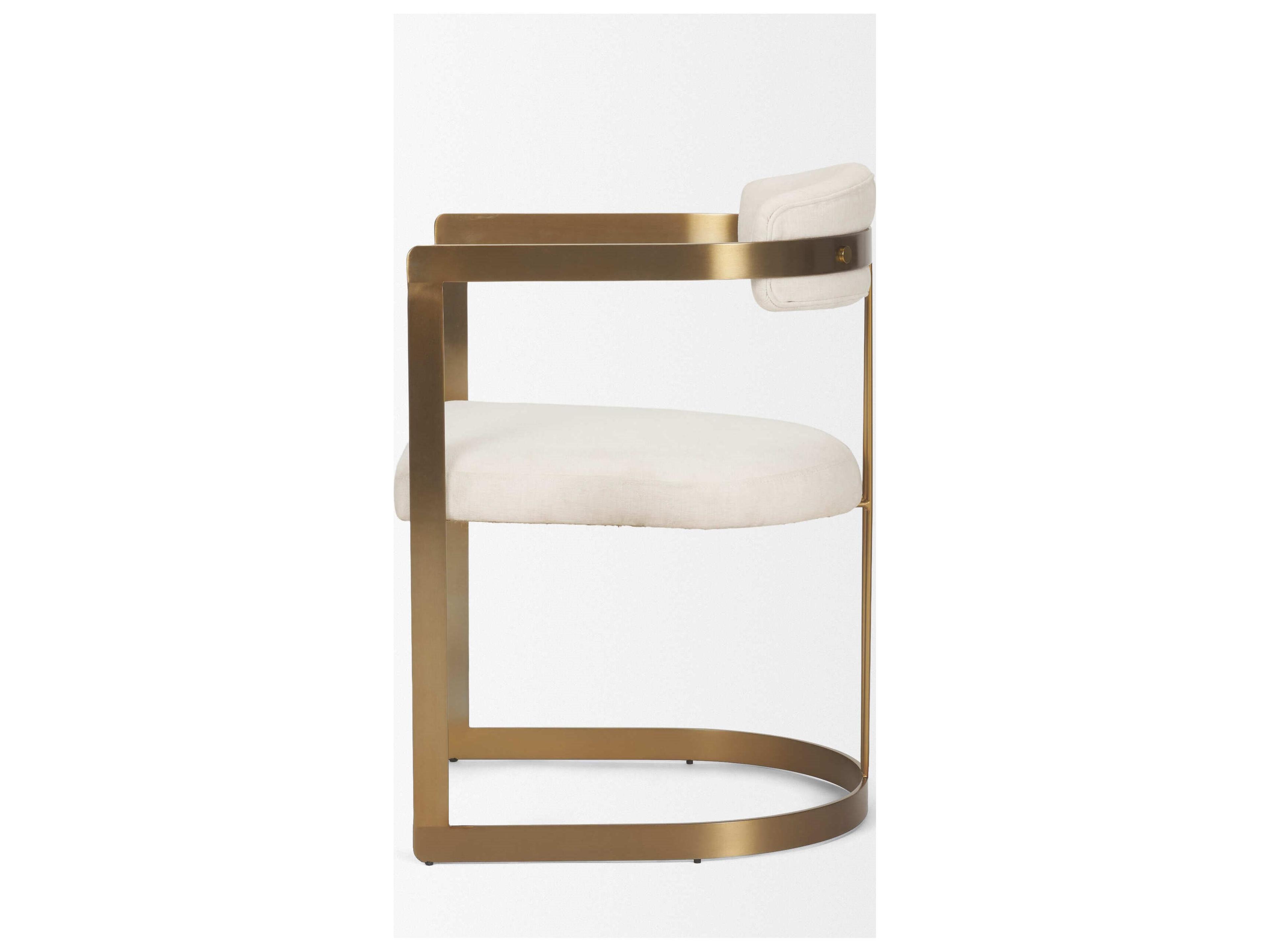 Mercana Hollyfield II Cream Fabric Seat W/ Gold Iron Frame Dining Chair