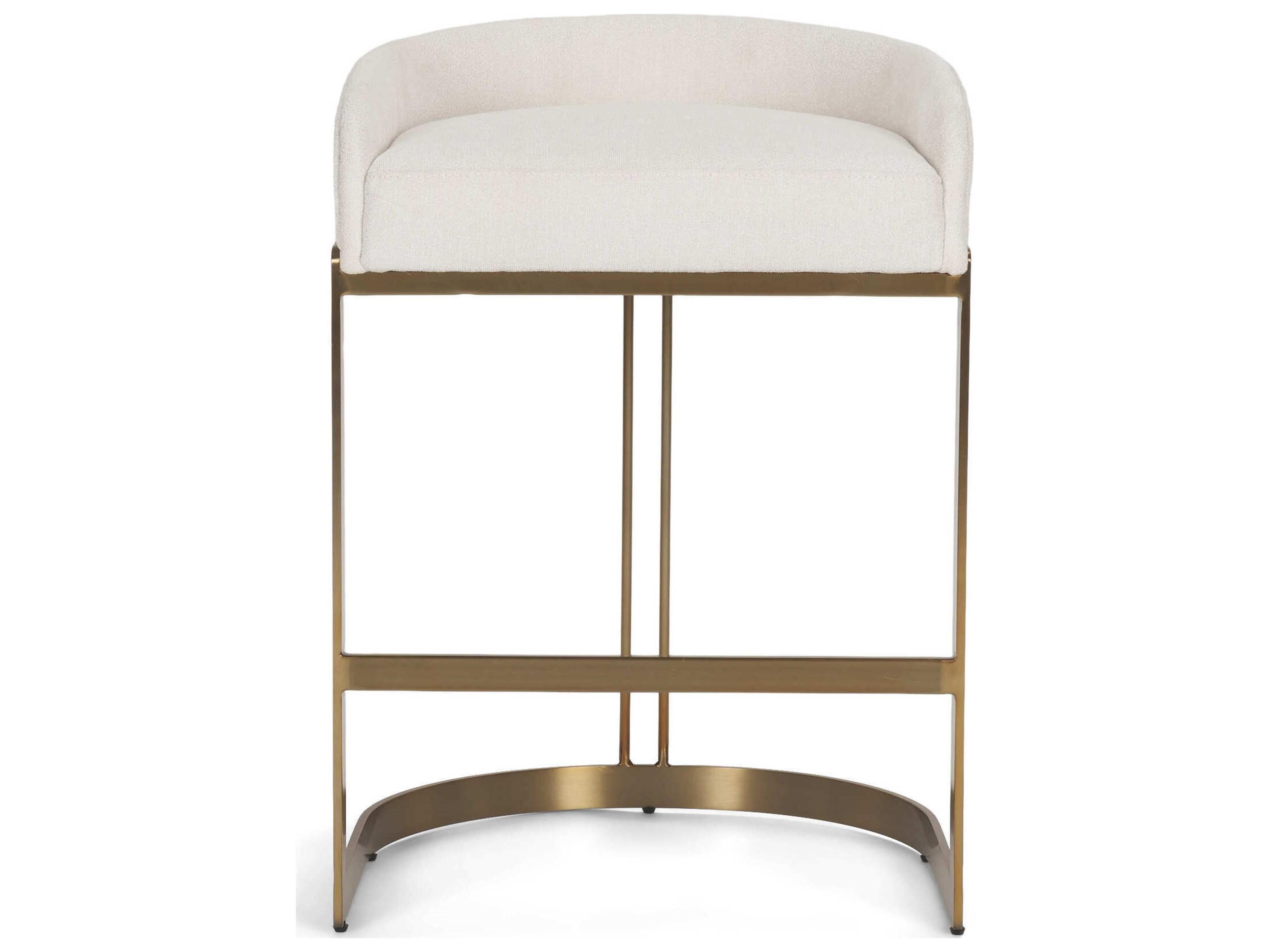 Mercana Hollyfield II Cream Fabric Seat W/ Gold Metal Base Counter Stool