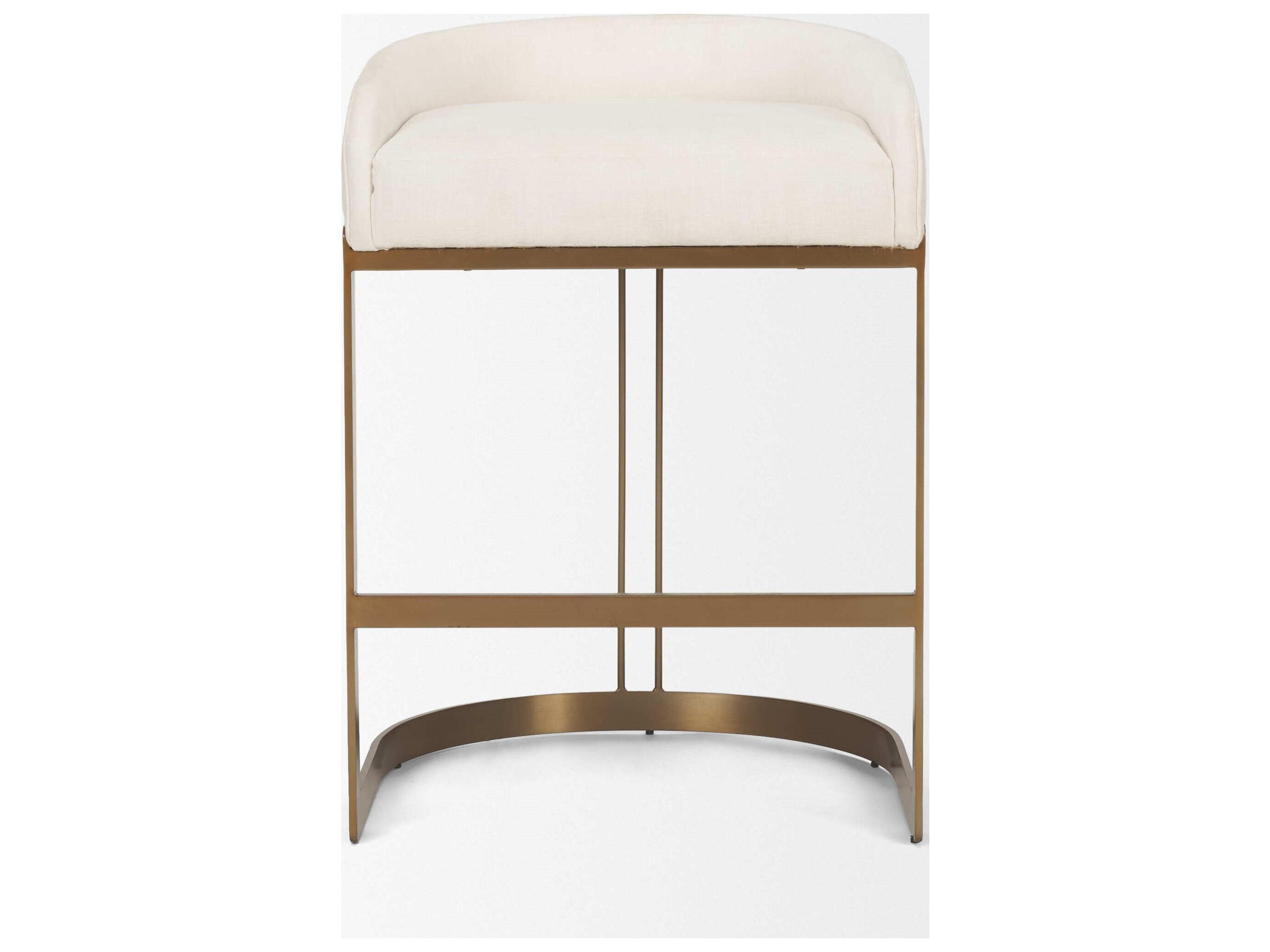 Mercana Hollyfield II Cream Fabric Seat W/ Gold Metal Base Counter Stool