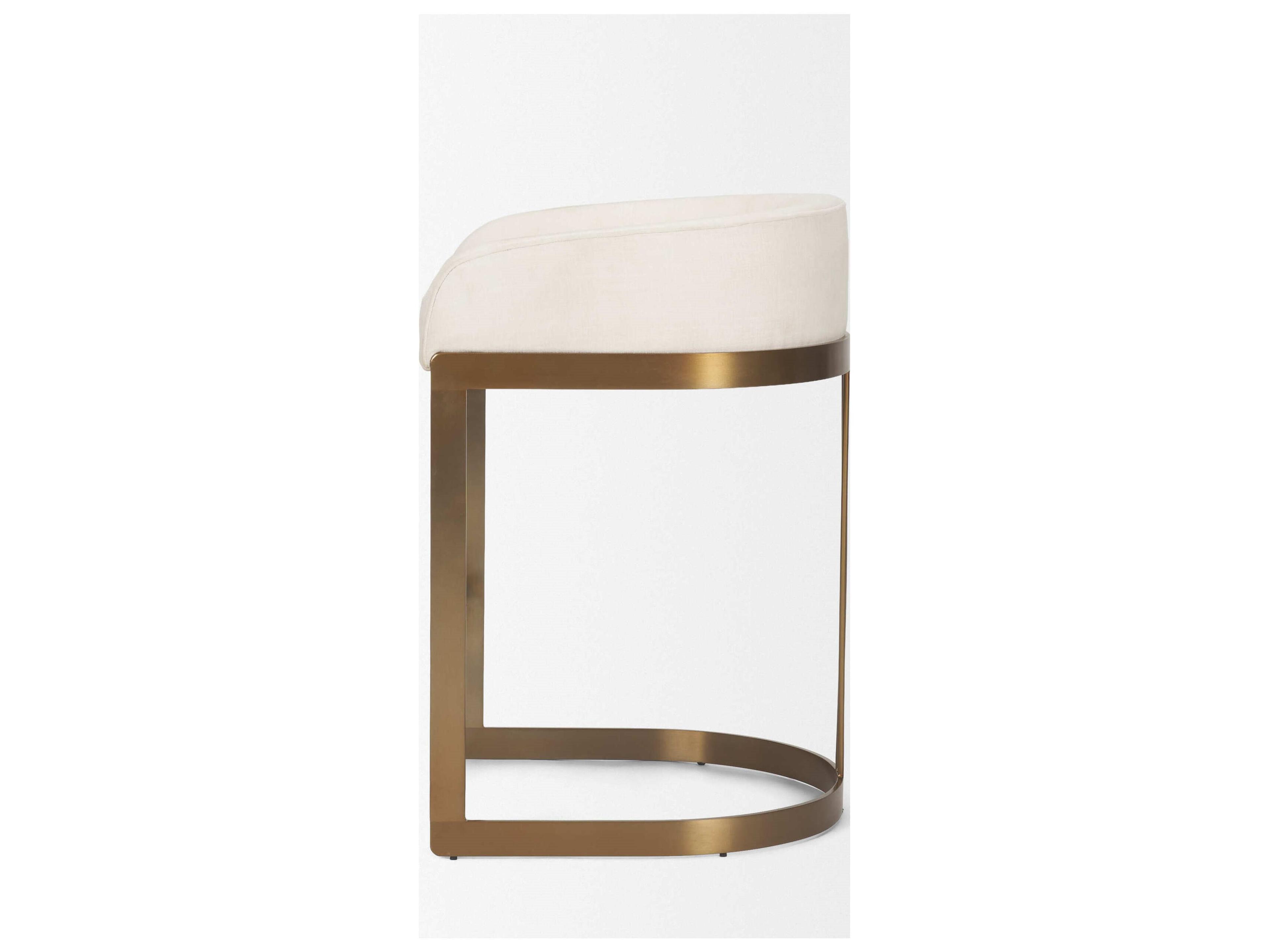 Mercana Hollyfield II Cream Fabric Seat W/ Gold Metal Base Counter Stool