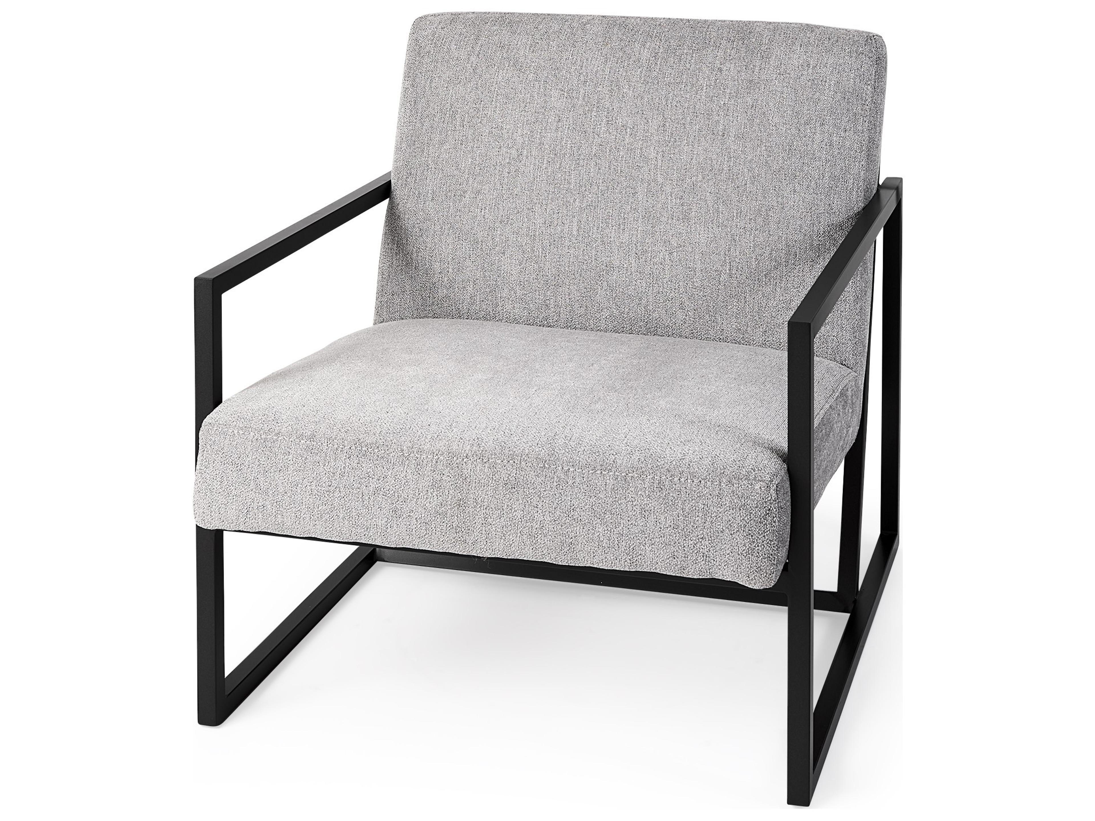 Armelle Gray Fabric Seat W/Black Metal Frame Accent Chair