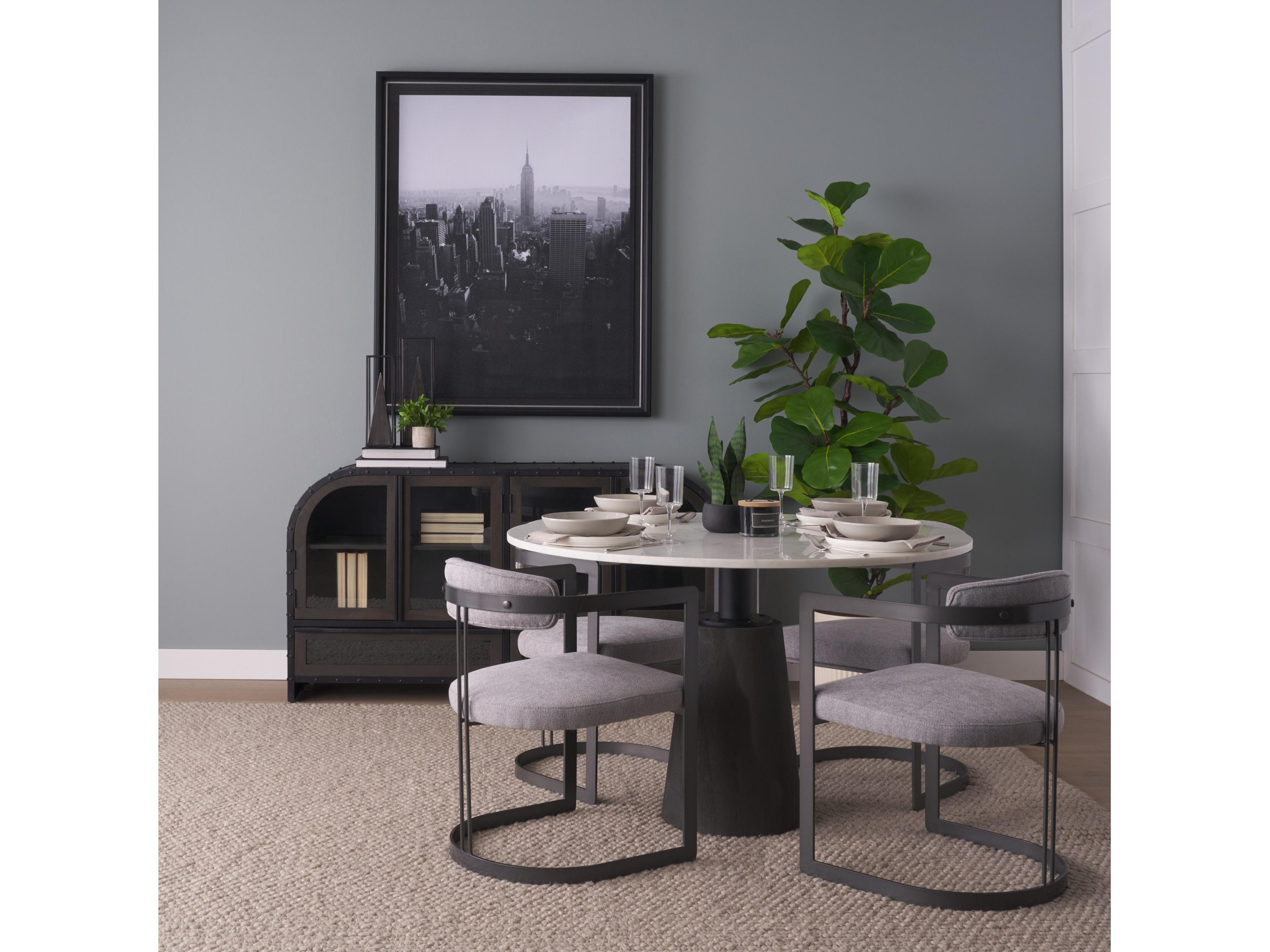 Mercana Hollyfield II Gray Fabric Seat W/ Gray Iron Frame Dining Chair