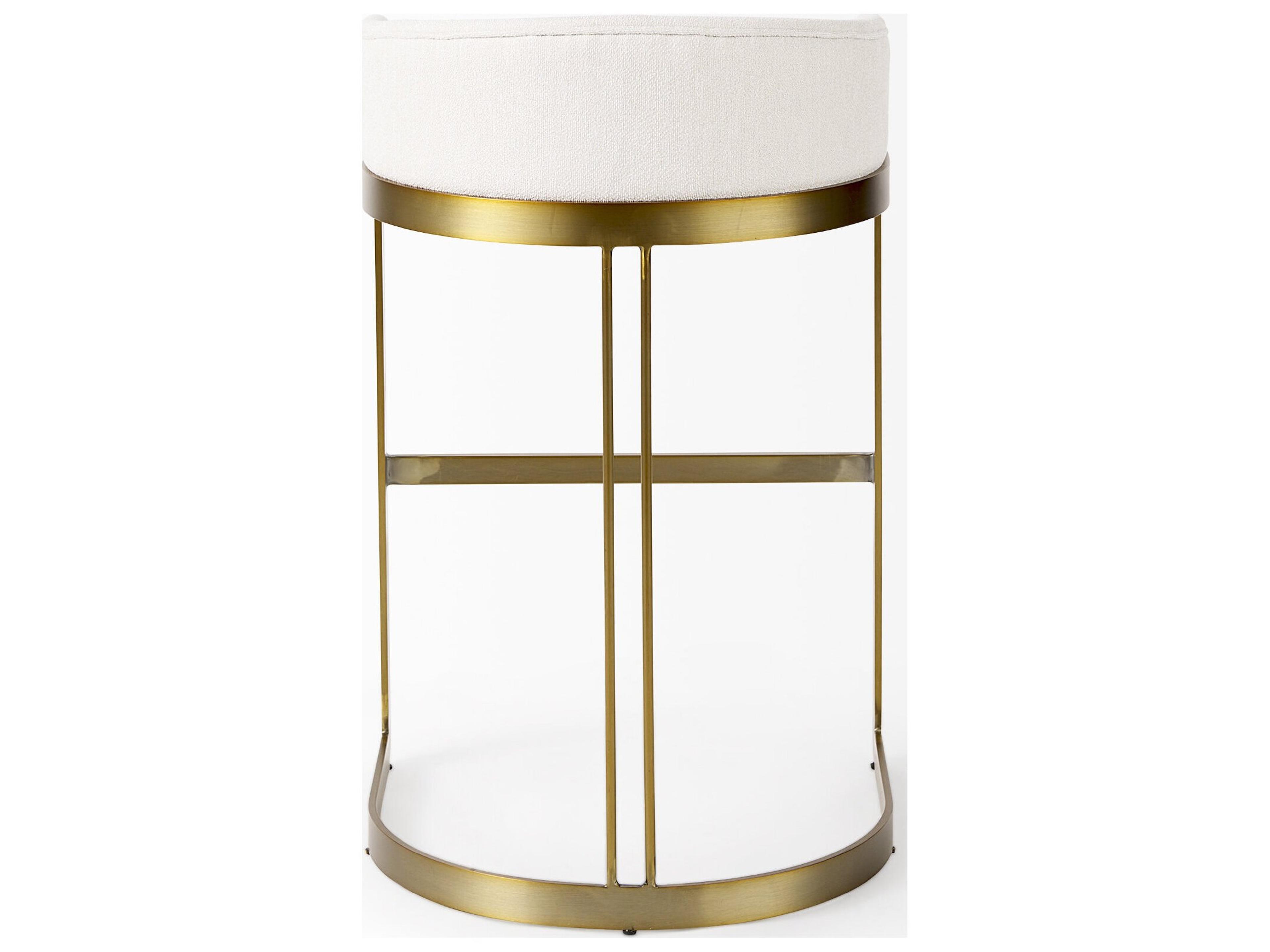 Mercana Hollyfield II Cream Fabric Seat W/ Gold Metal Base Bar Stool
