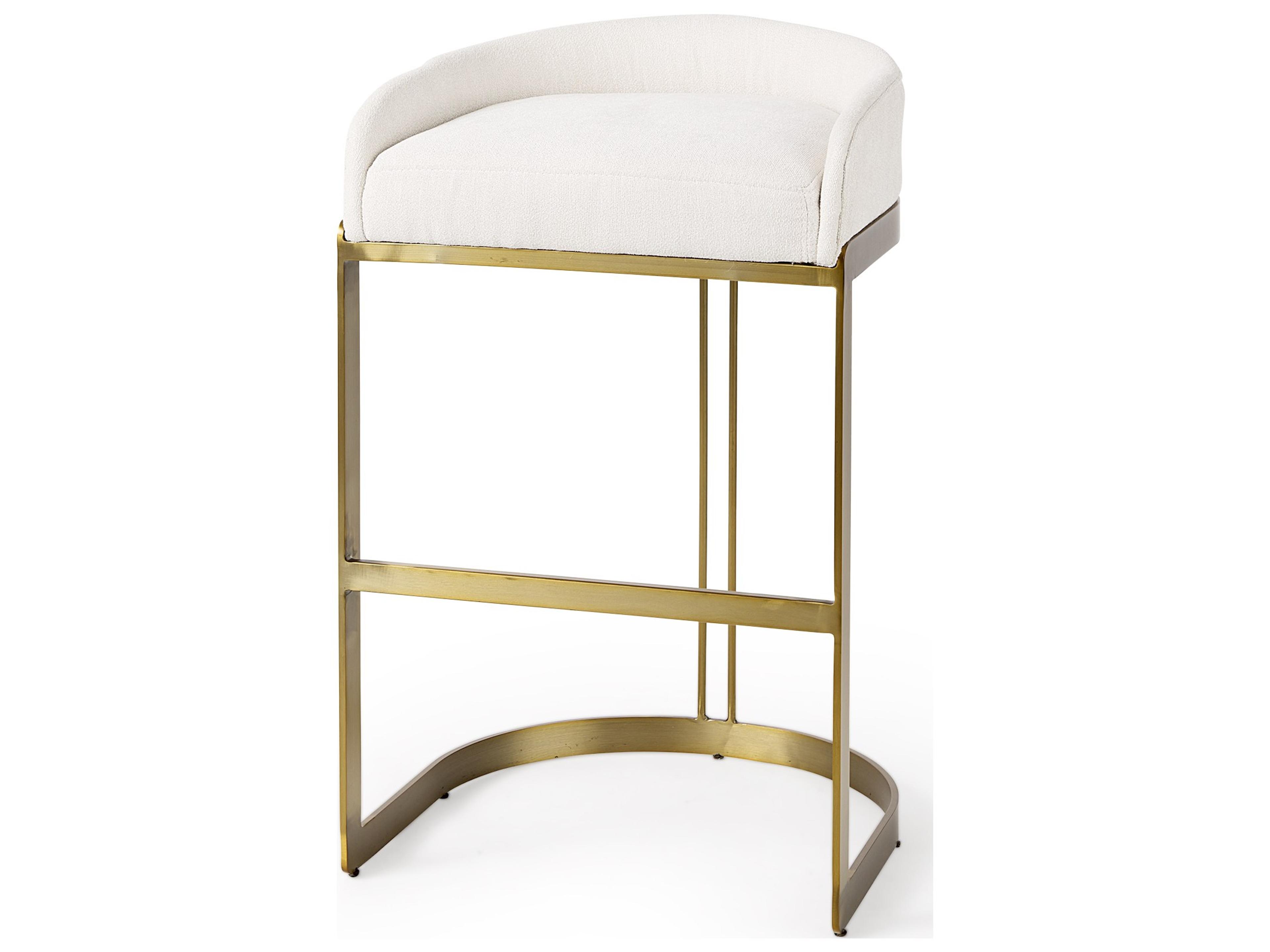 Hollyfield II Cream Fabric Seat W/ Gold Metal Base Bar Stool