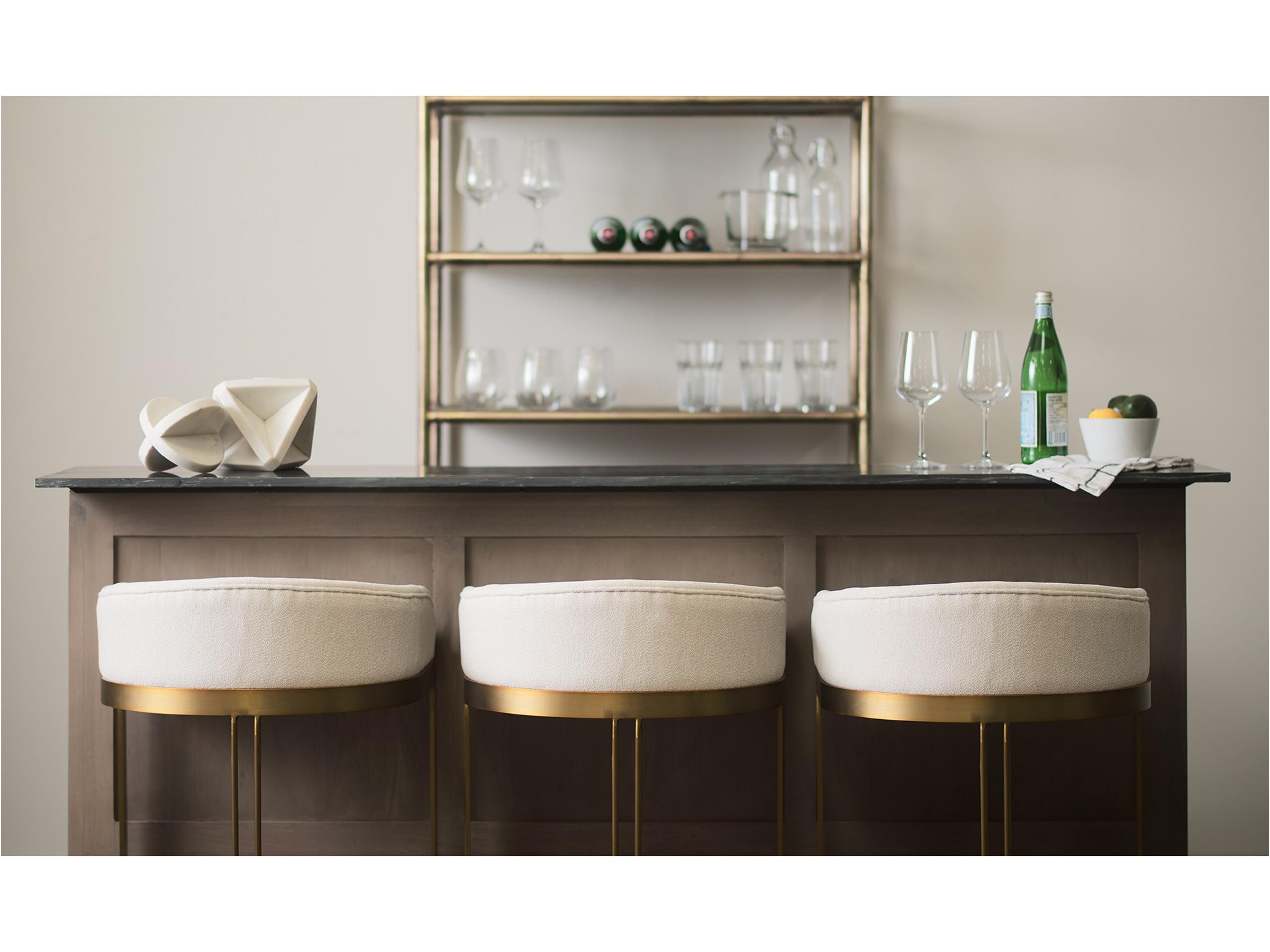 Mercana Hollyfield II Cream Fabric Seat W/ Gold Metal Base Bar Stool