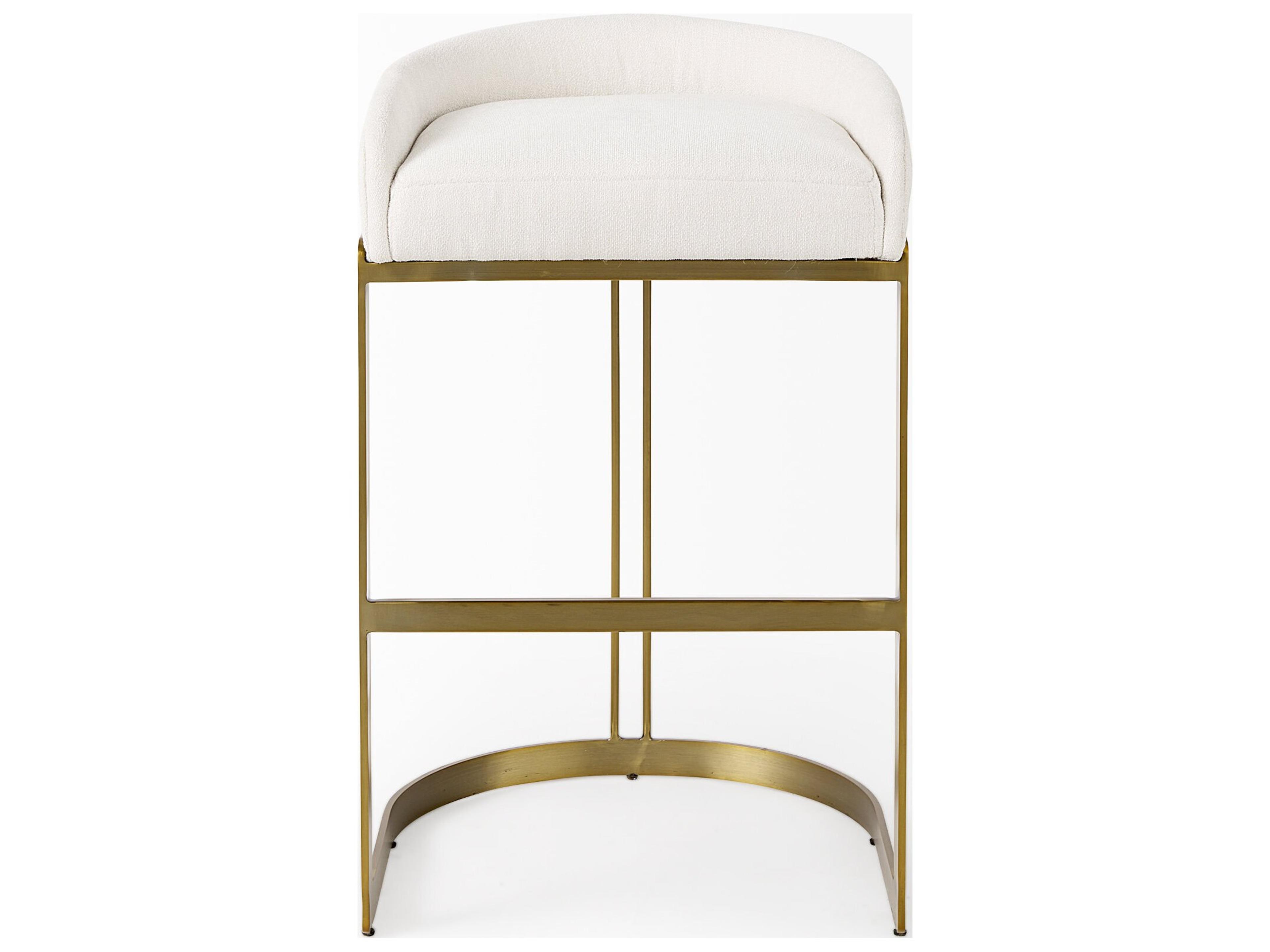 Mercana Hollyfield II Cream Fabric Seat W/ Gold Metal Base Bar Stool