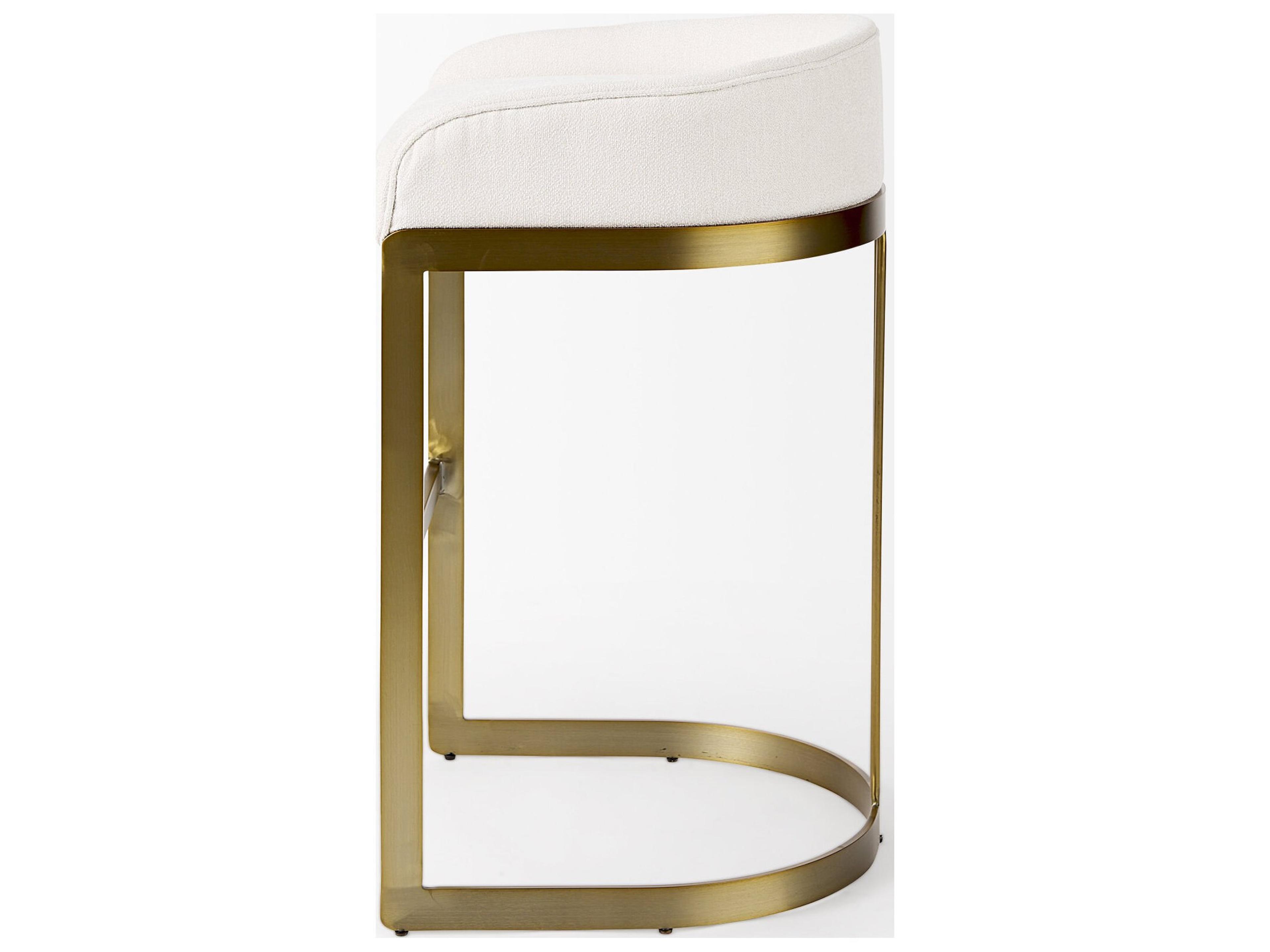 Mercana Hollyfield II Cream Fabric Seat W/ Gold Metal Base Bar Stool