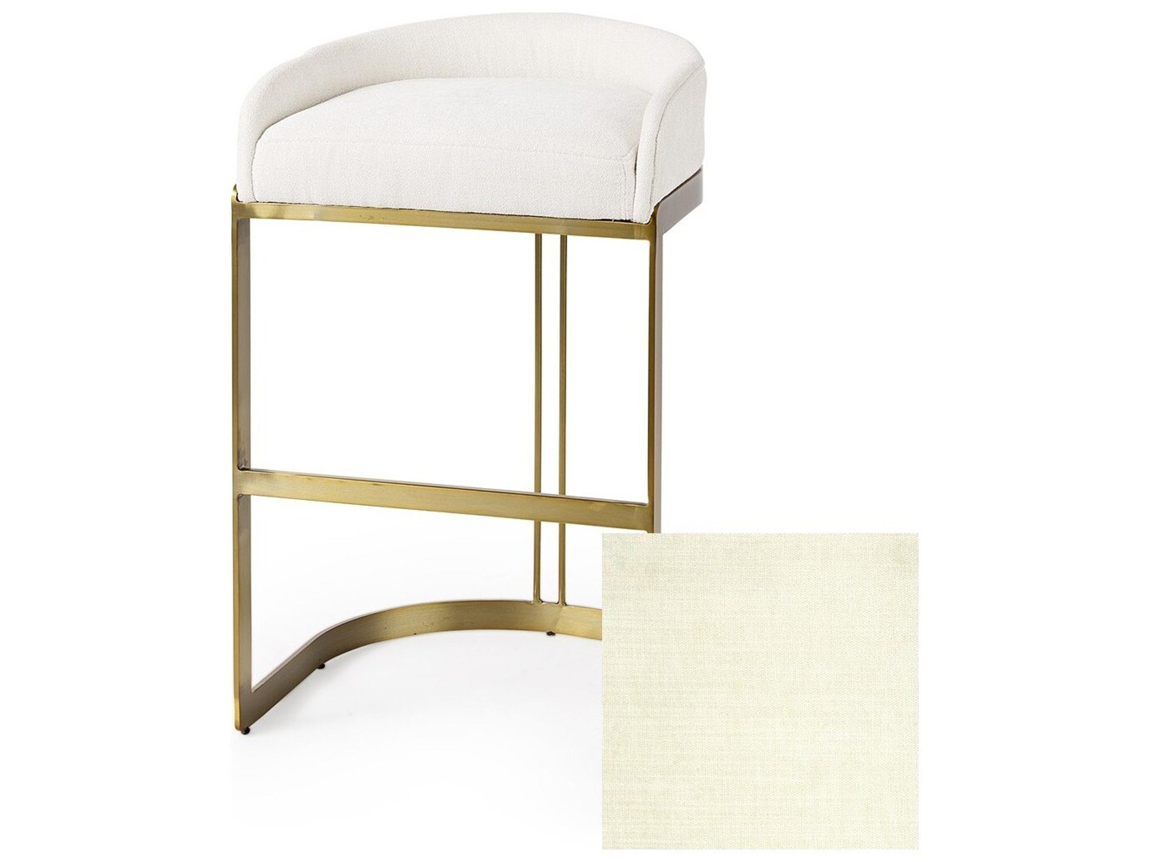 Hollyfield II Cream Fabric Seat W/ Gold Metal Base Bar Stool