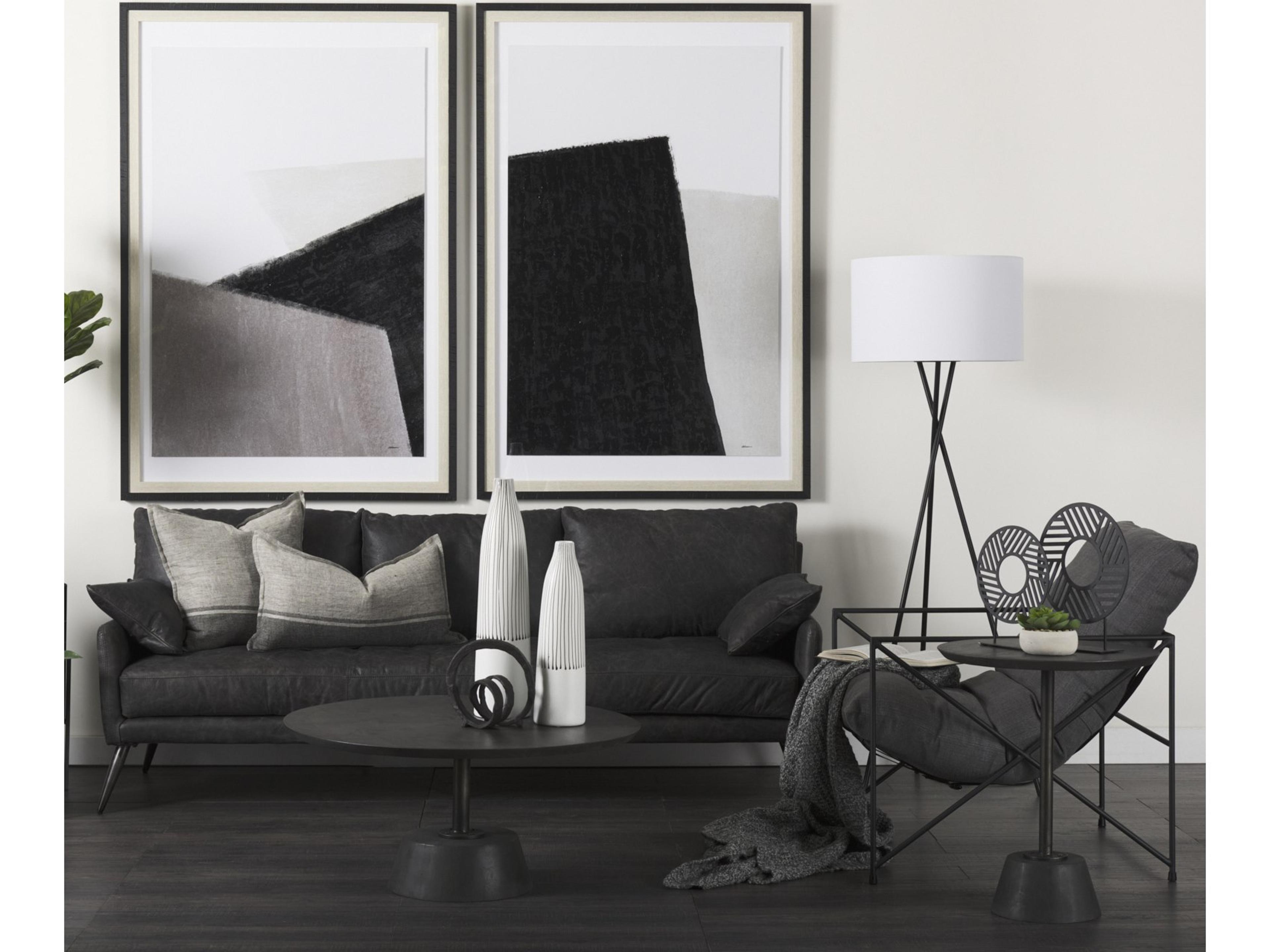 Mercana Leonidas 28.5L x 29.5W x 34.0H  Black Faux Leather Seat W/ Black Metal Frame Accent Chair