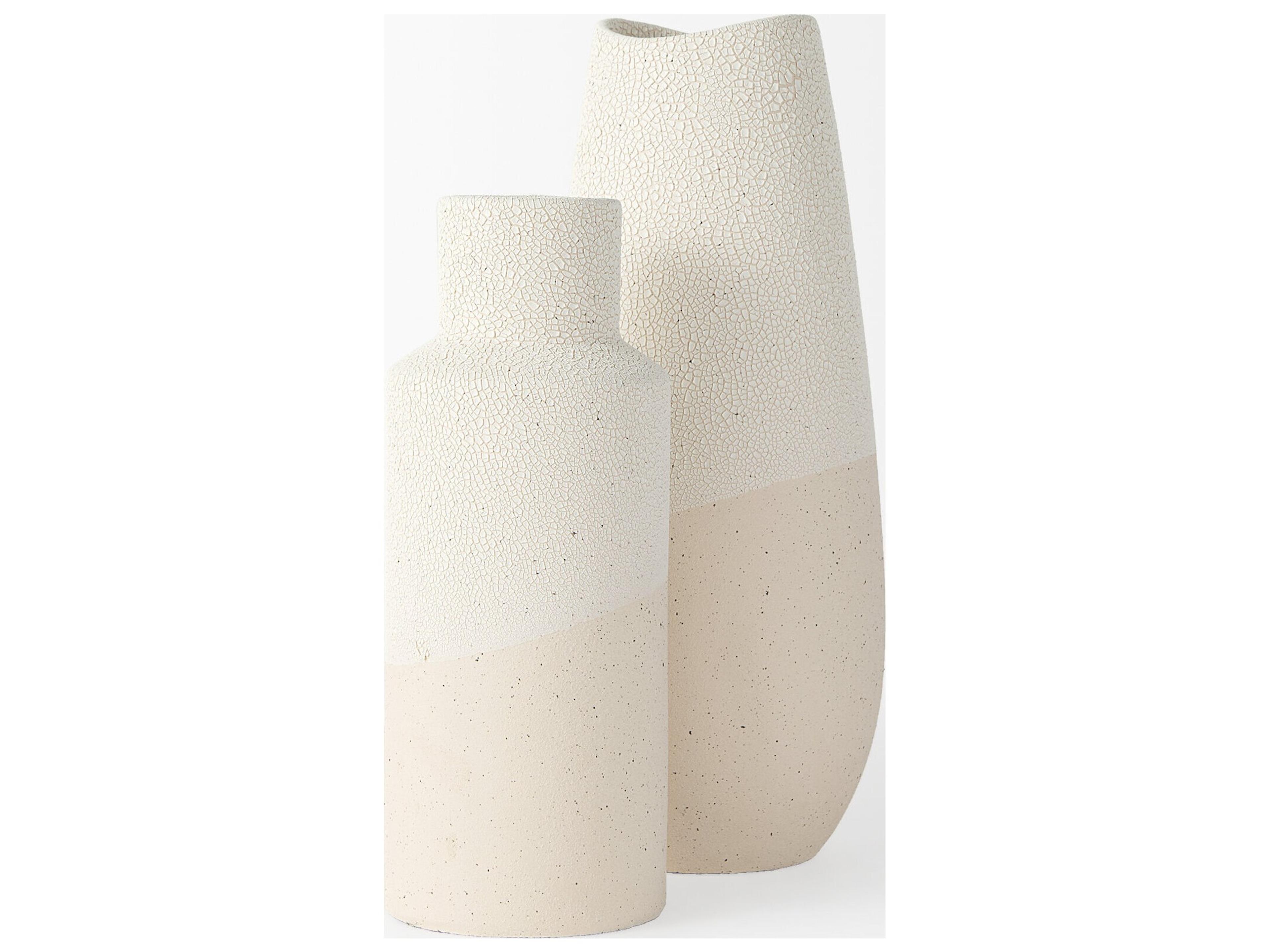 Mercana Salar 4.5L x 4.5W x 11.0H Cream Gourd Style Crackled Ceramic Vase
