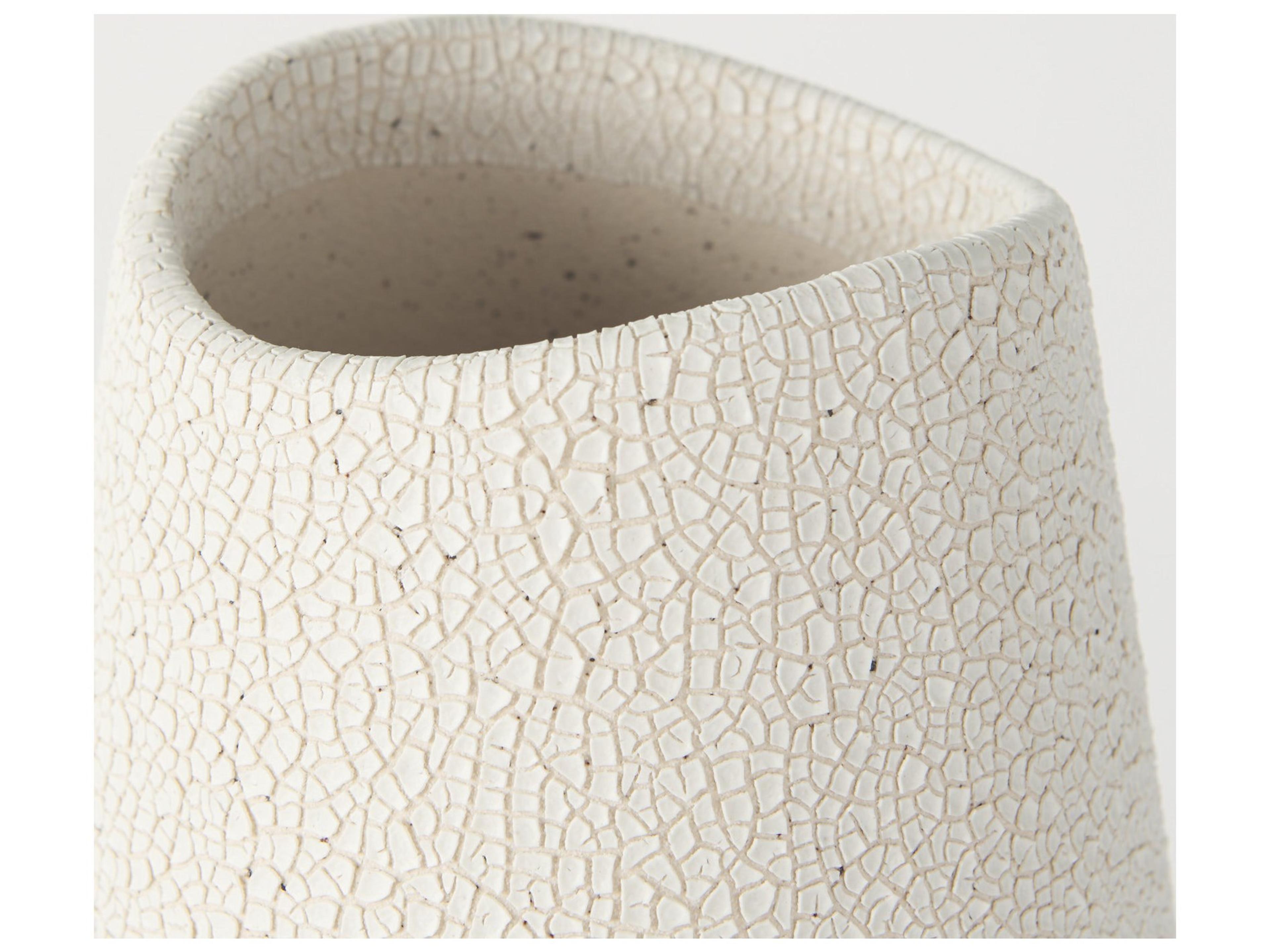 Mercana Salar 5.9L x 5.9W x 14.0H Cream Conical Crackled Ceramic Vase